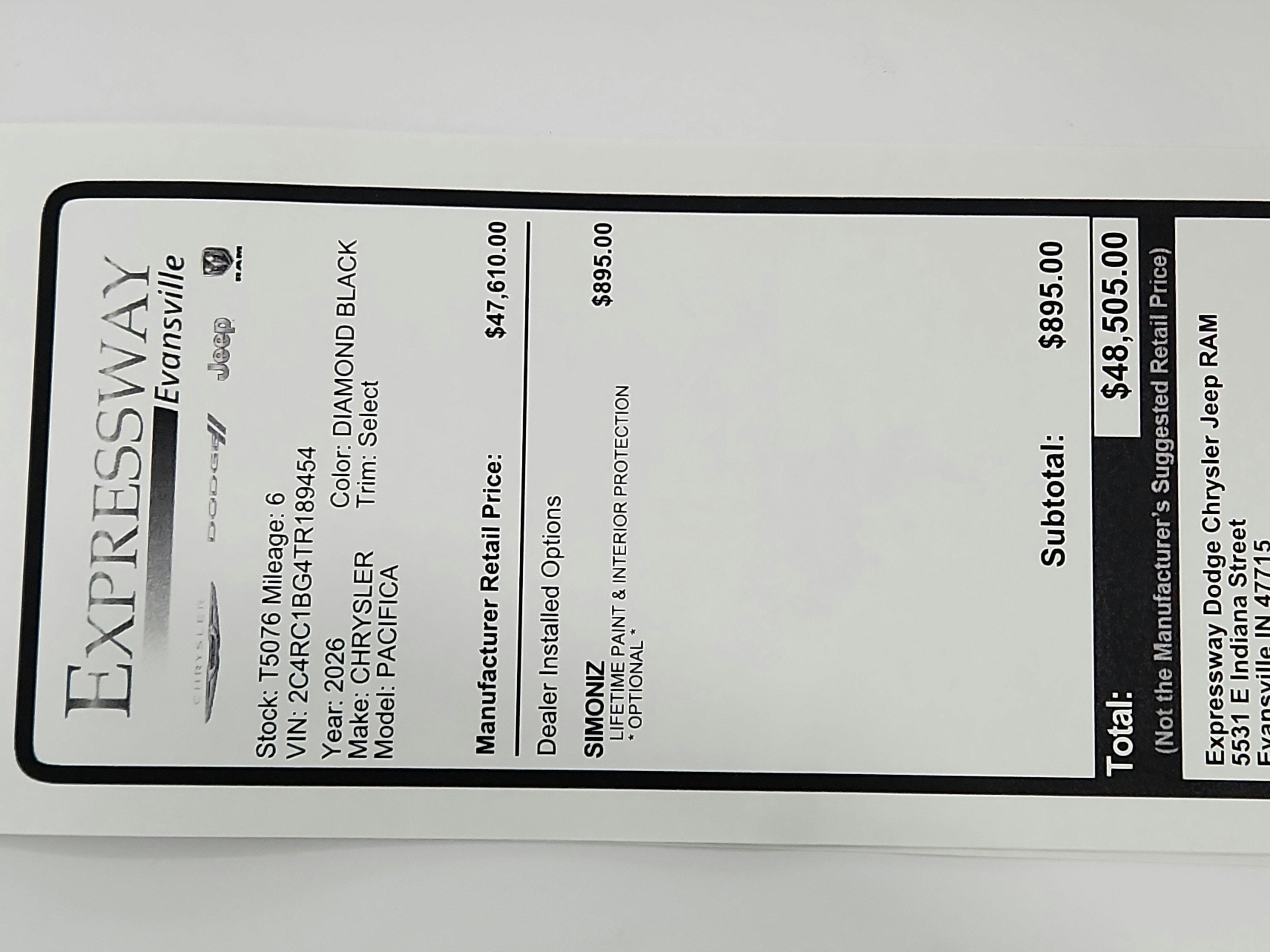 2026 Chrysler Pacifica Select