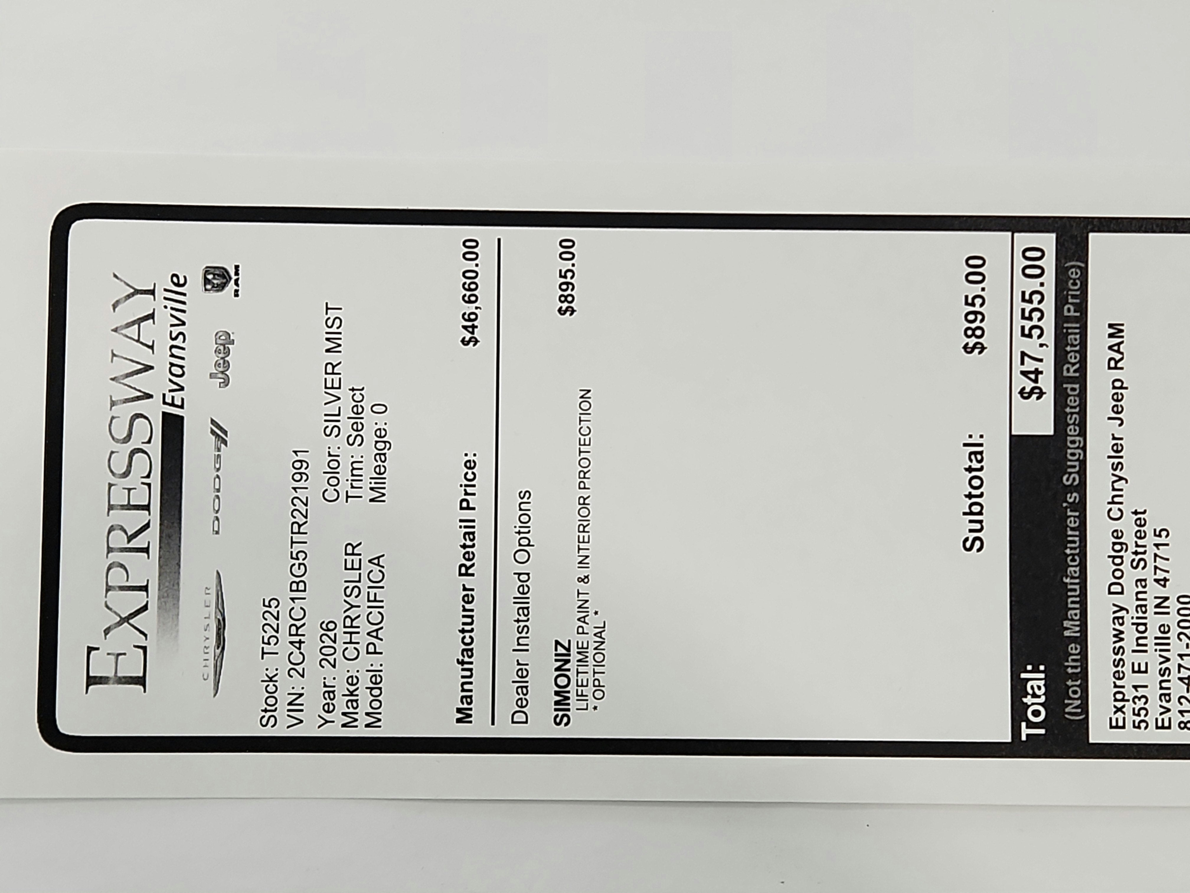 2026 Chrysler Pacifica Select