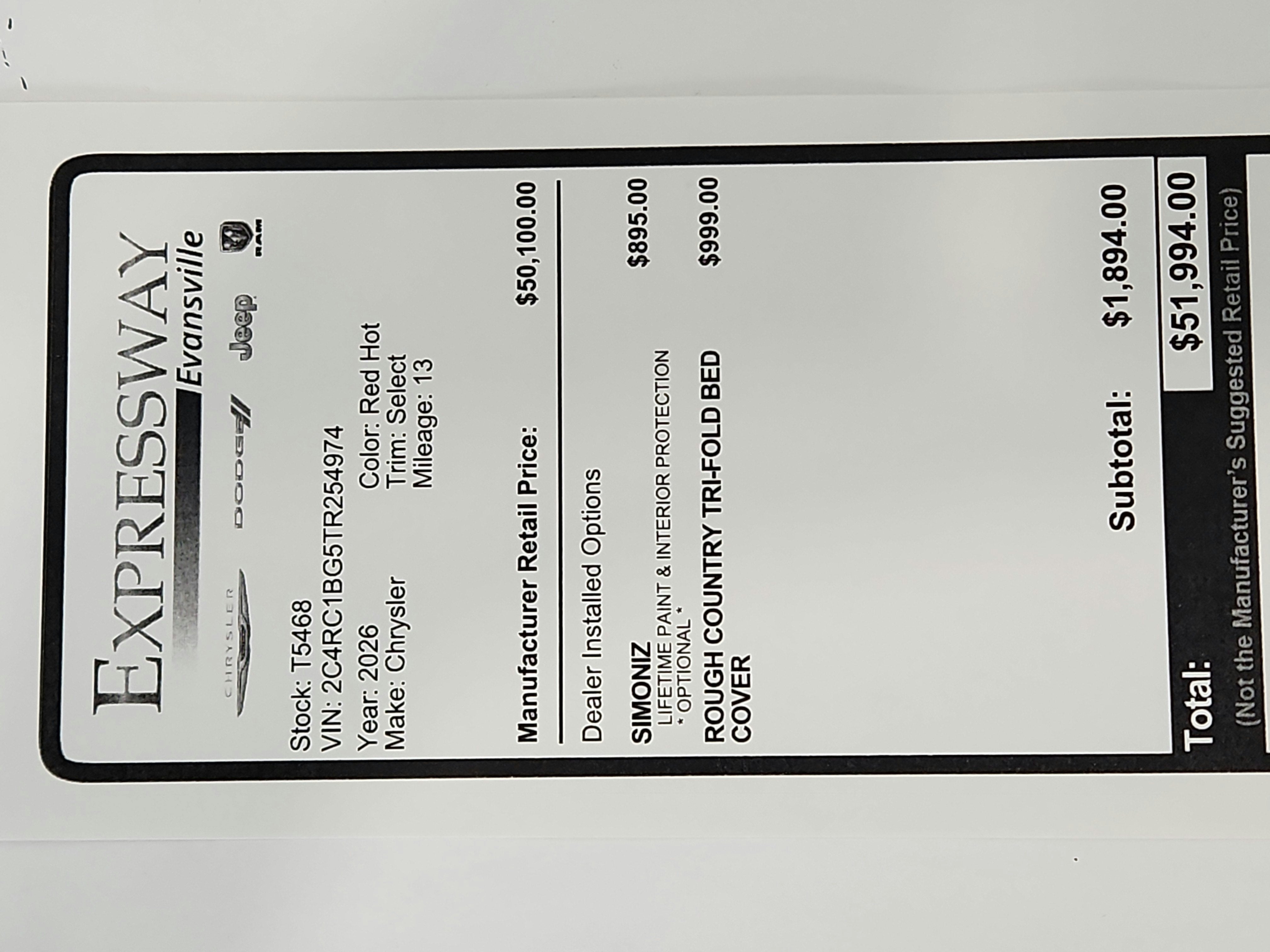 2026 Chrysler Pacifica Select FWD