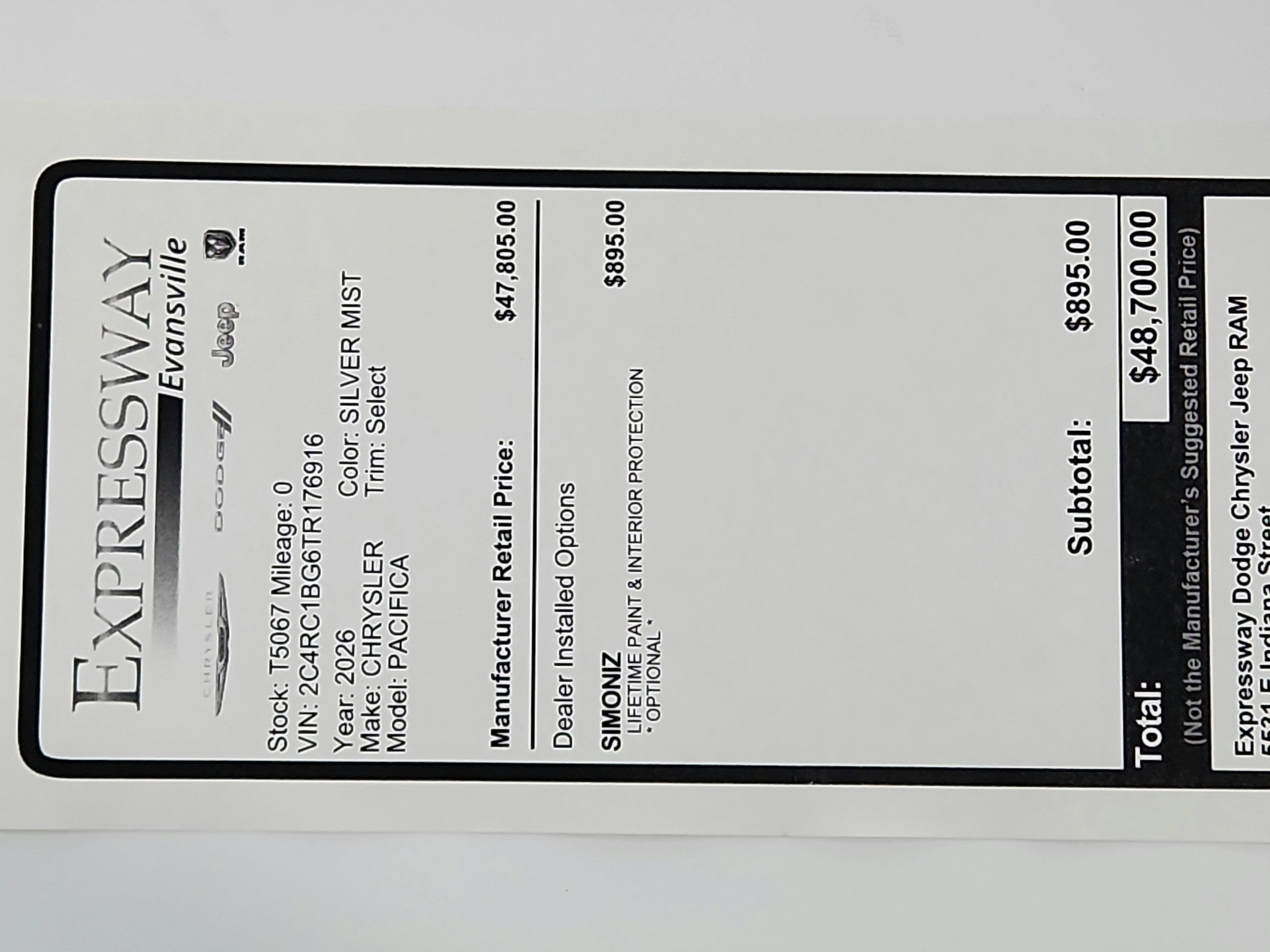 2026 Chrysler Pacifica Select