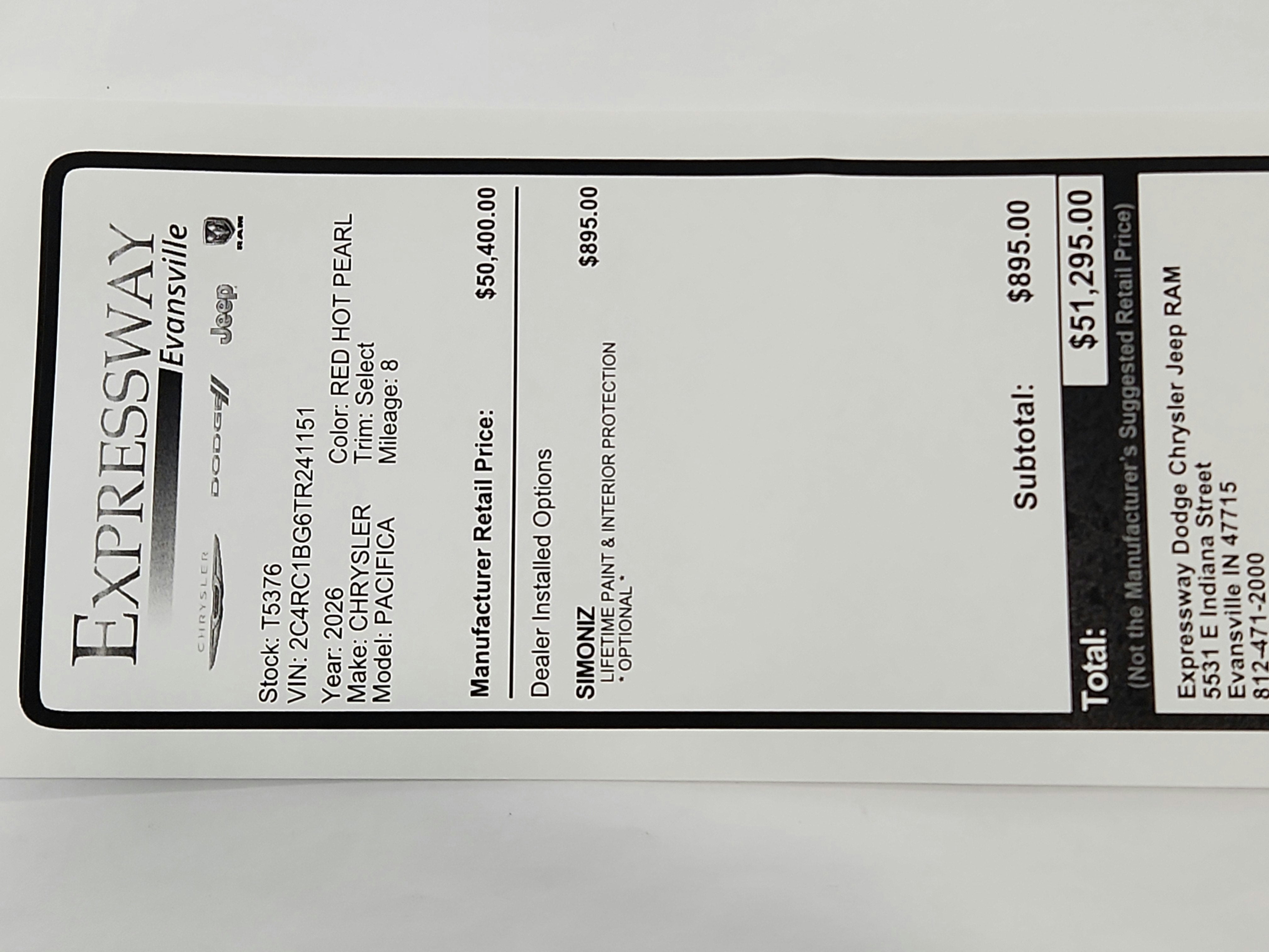 2026 Chrysler Pacifica Select