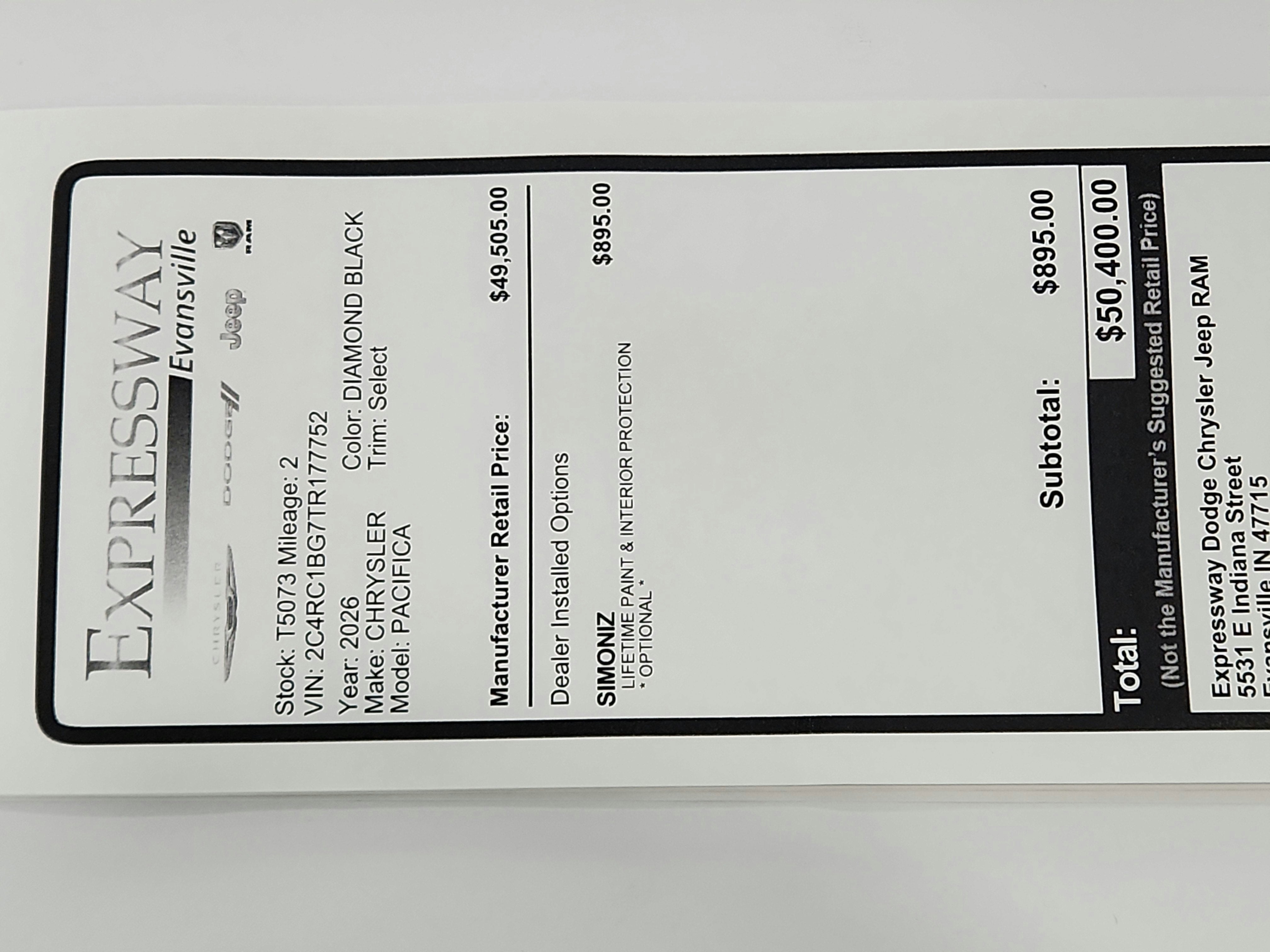 2026 Chrysler Pacifica Select