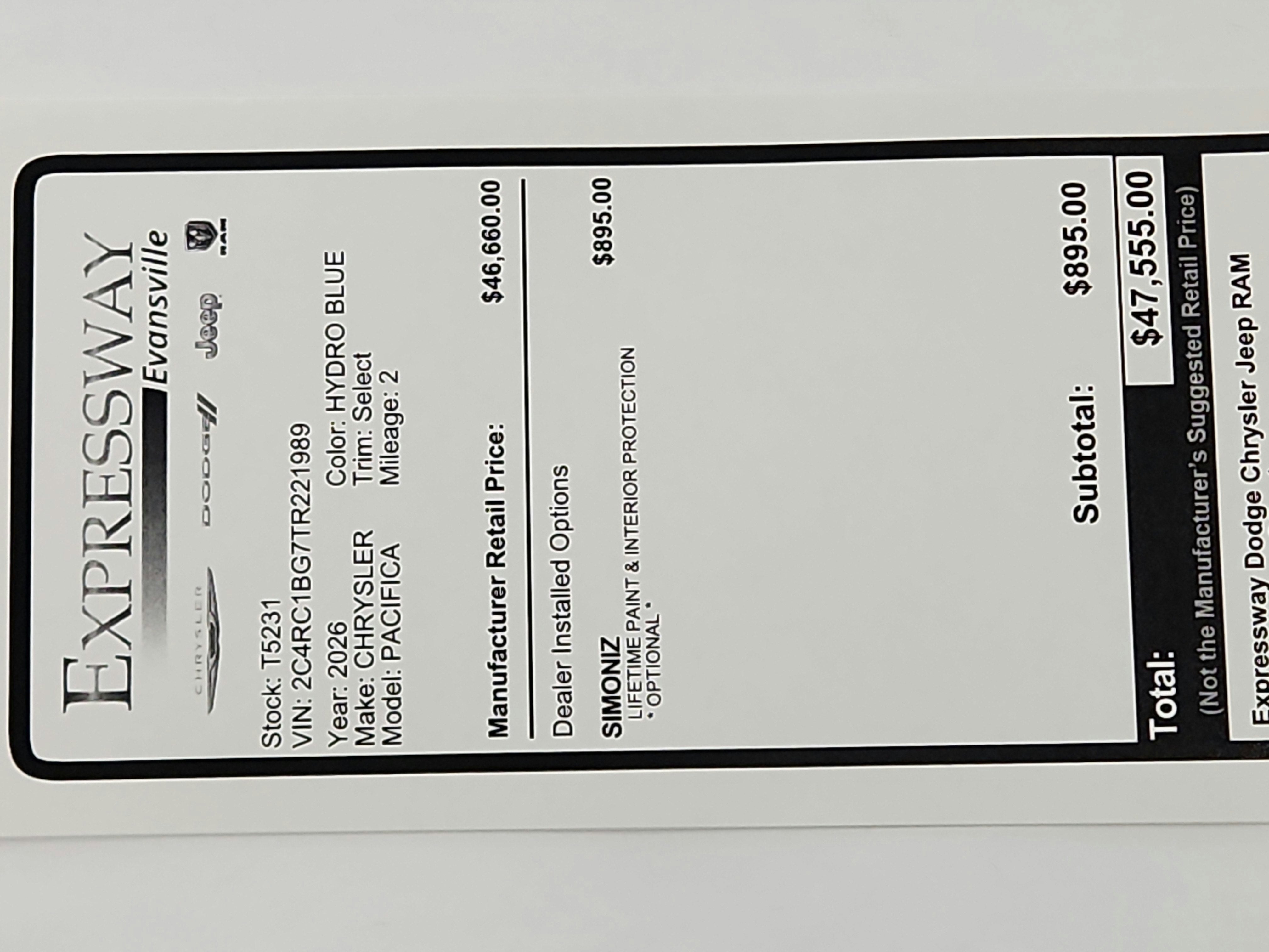 2026 Chrysler Pacifica Select