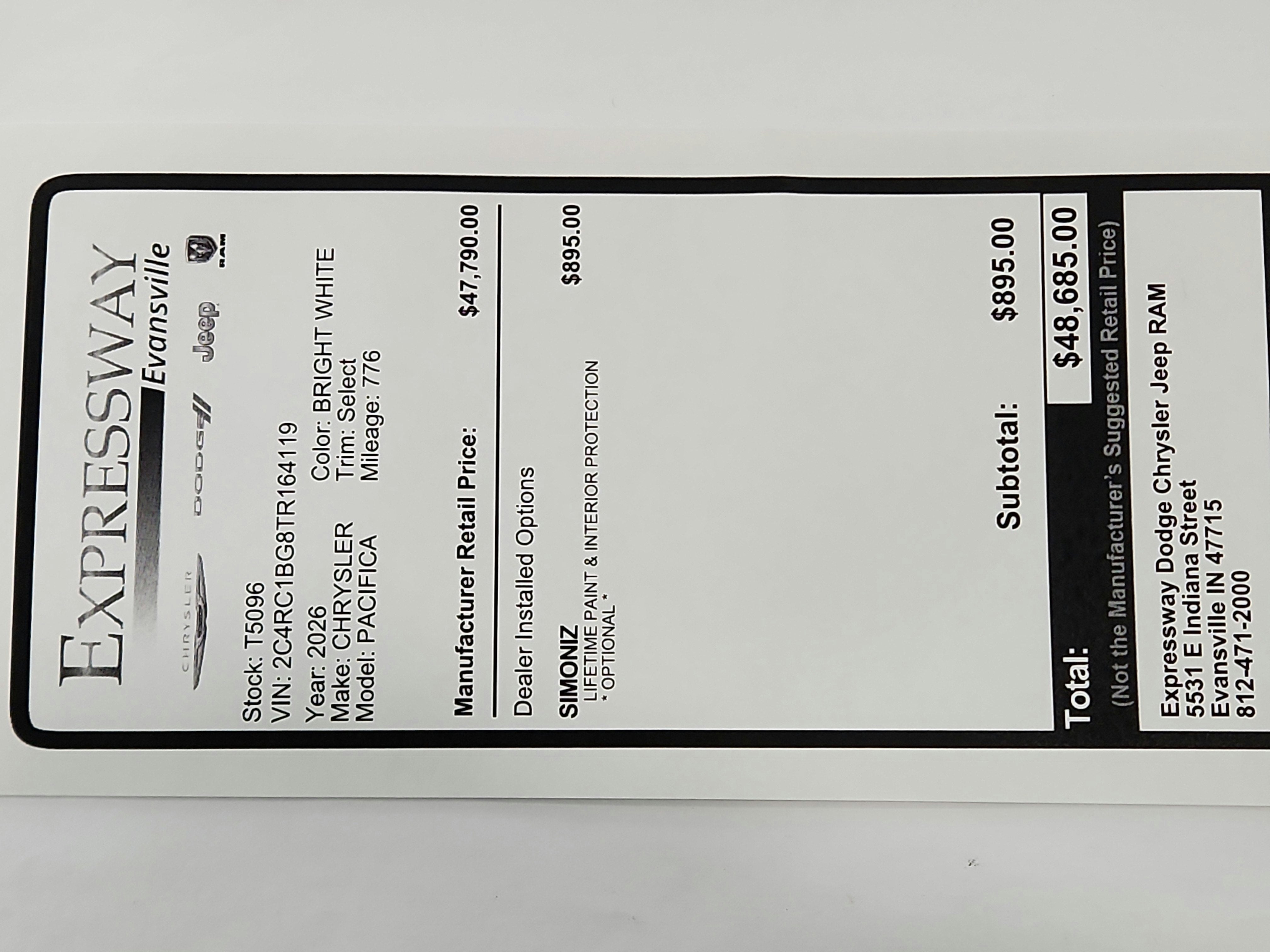 2026 Chrysler Pacifica Select