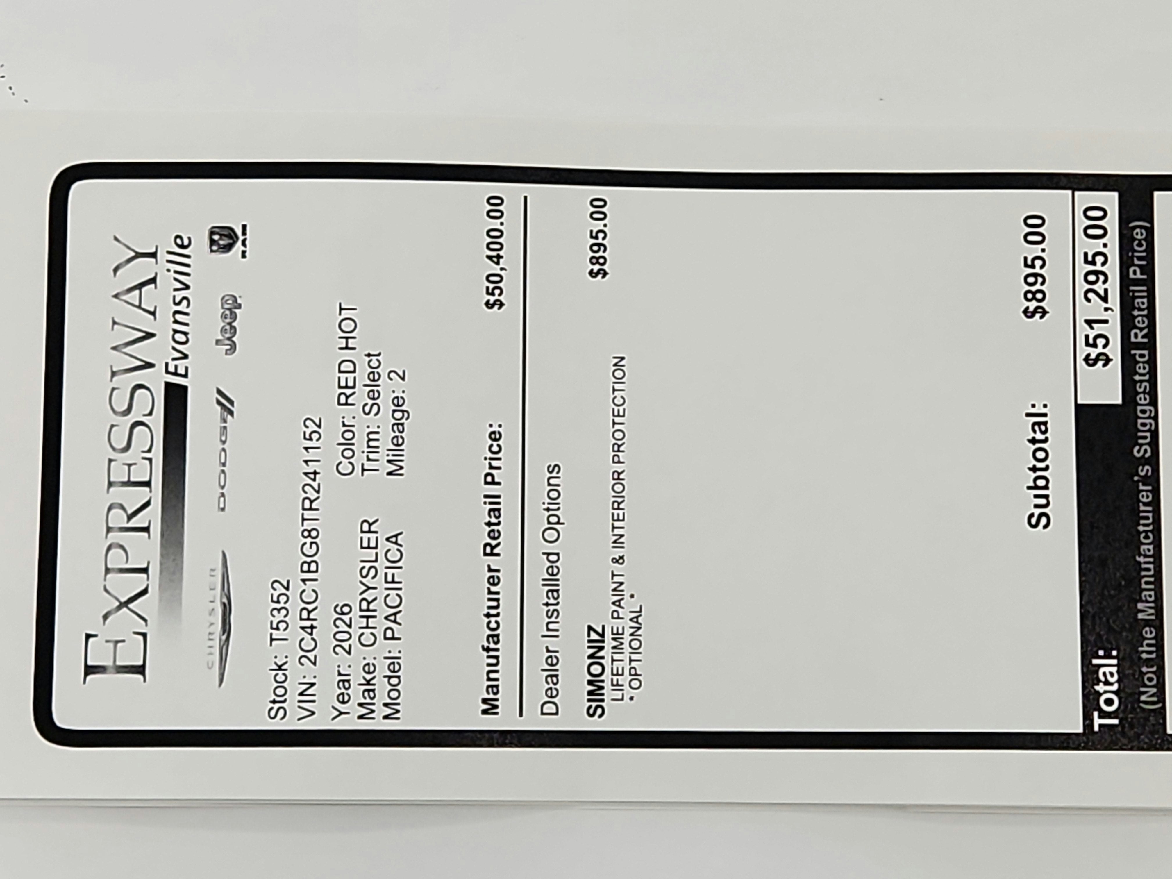 2026 Chrysler Pacifica Select