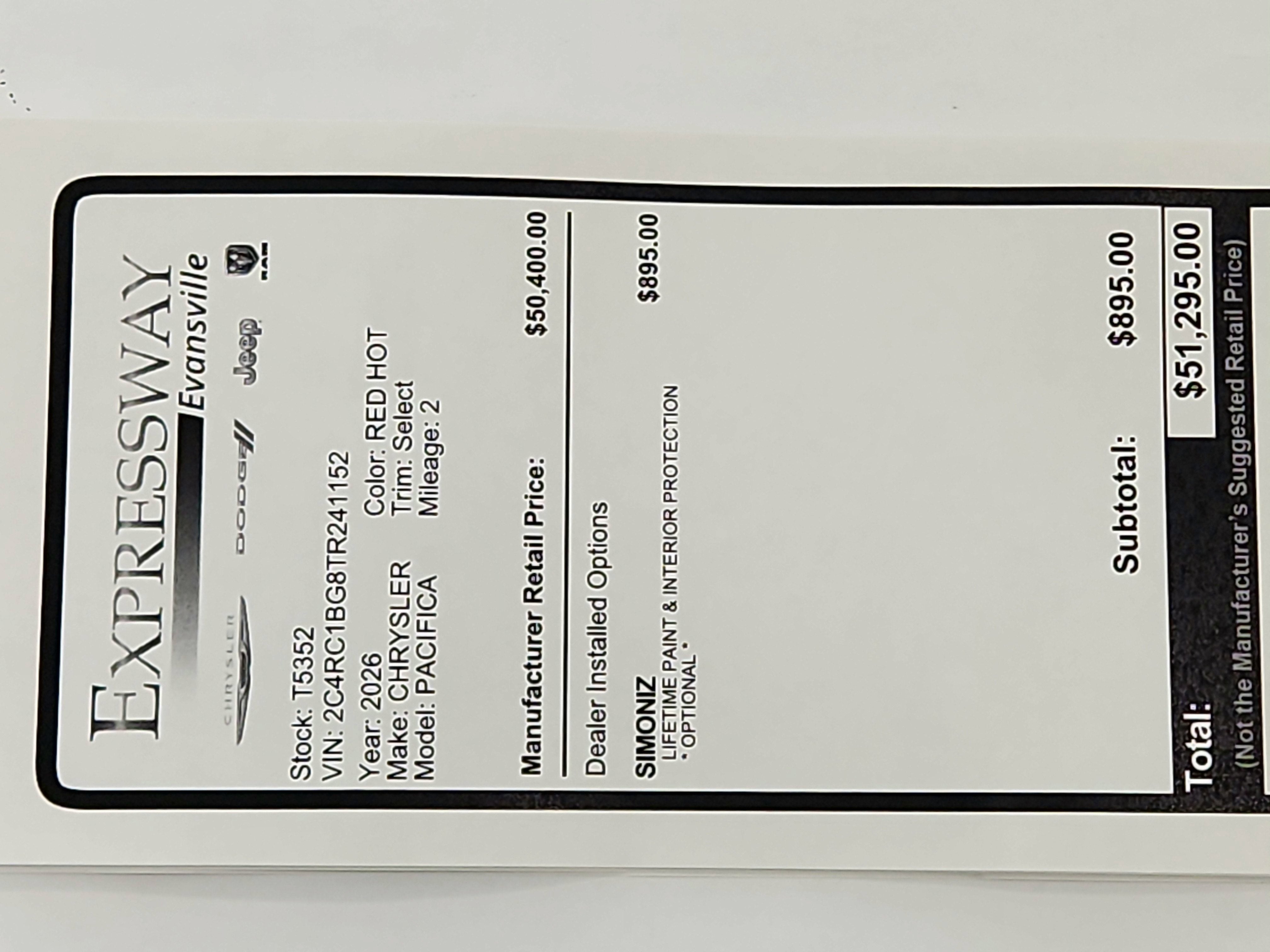 2026 Chrysler Pacifica Select