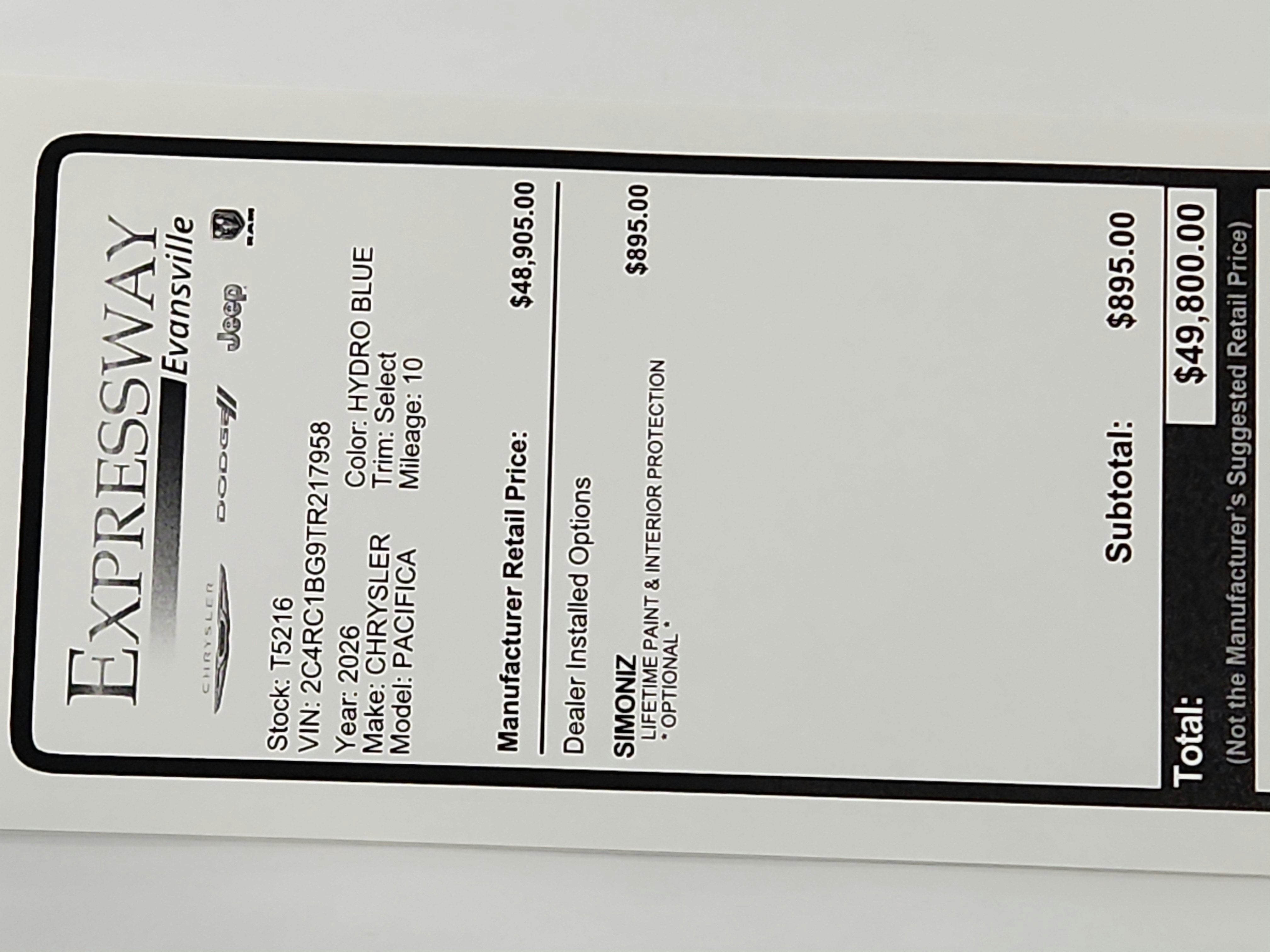 2026 Chrysler Pacifica Select