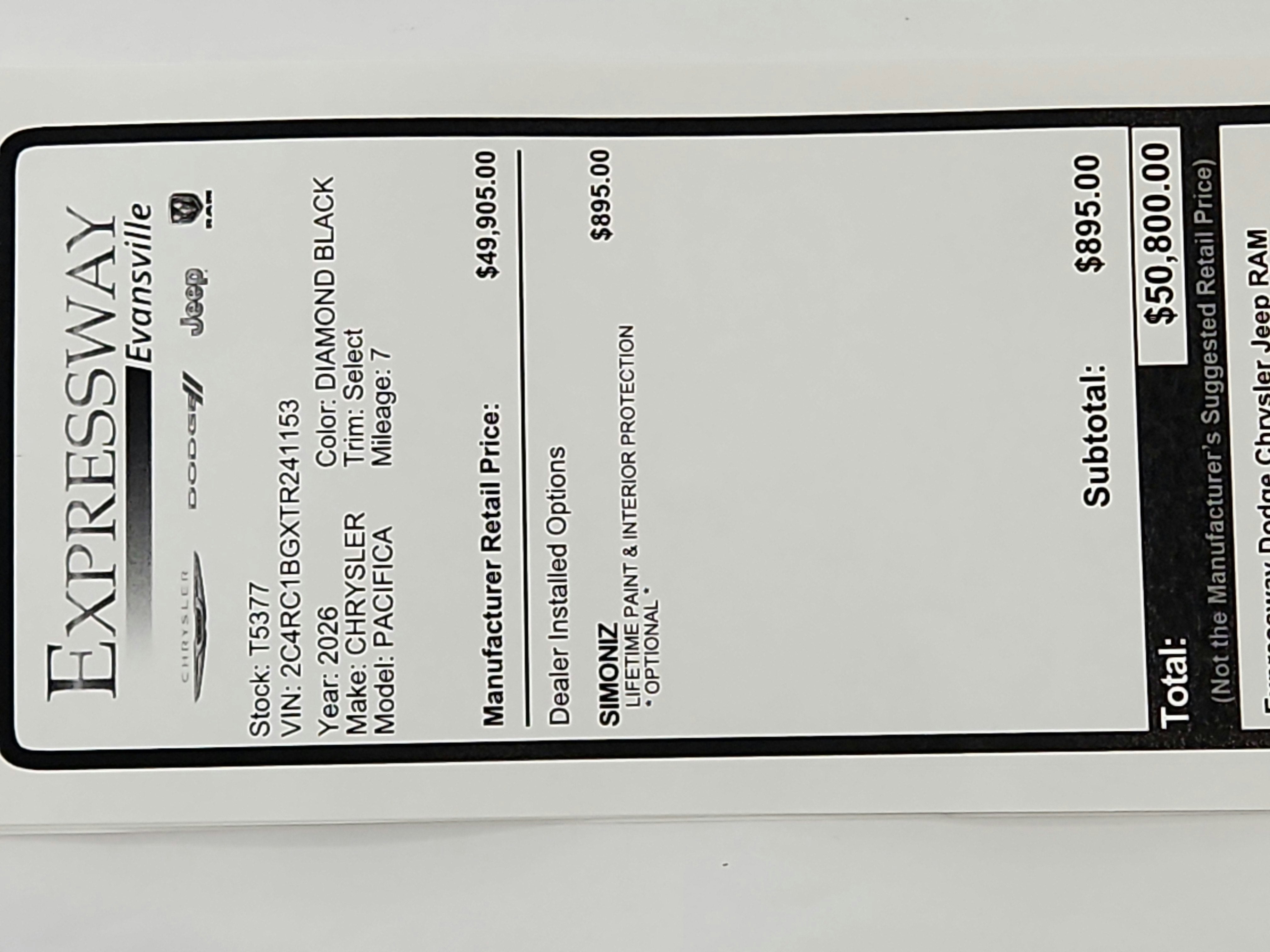 2026 Chrysler Pacifica Select