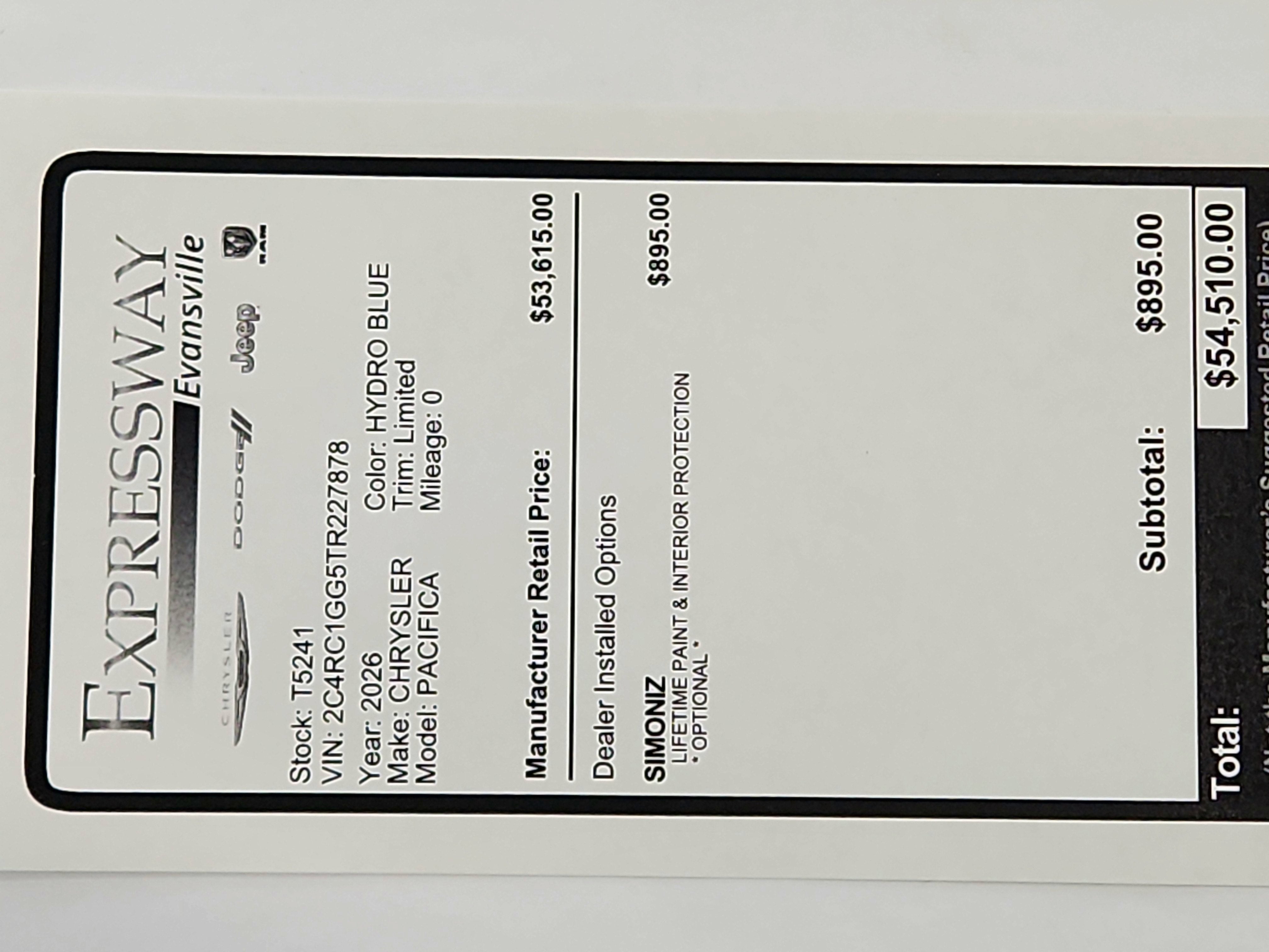 2026 Chrysler Pacifica Limited