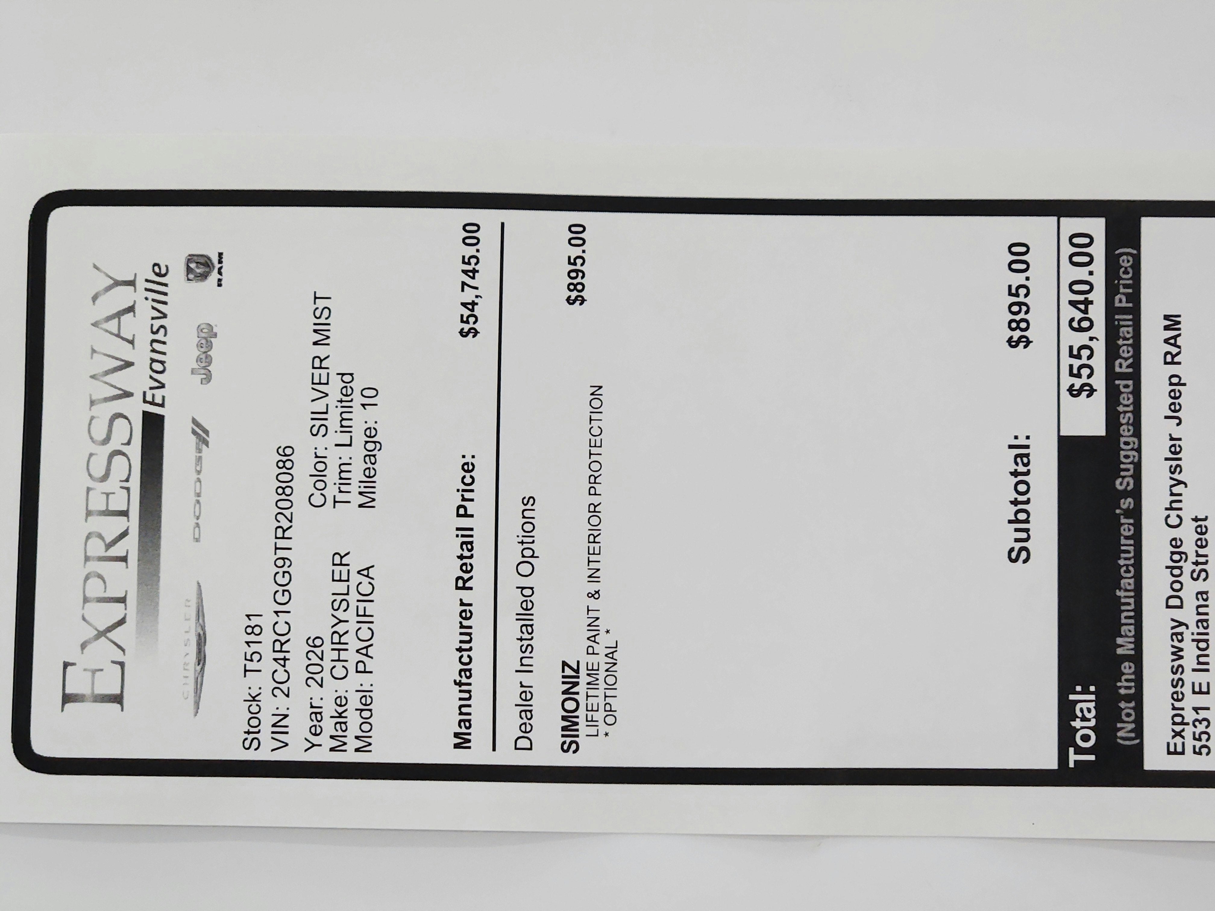 2026 Chrysler Pacifica Limited