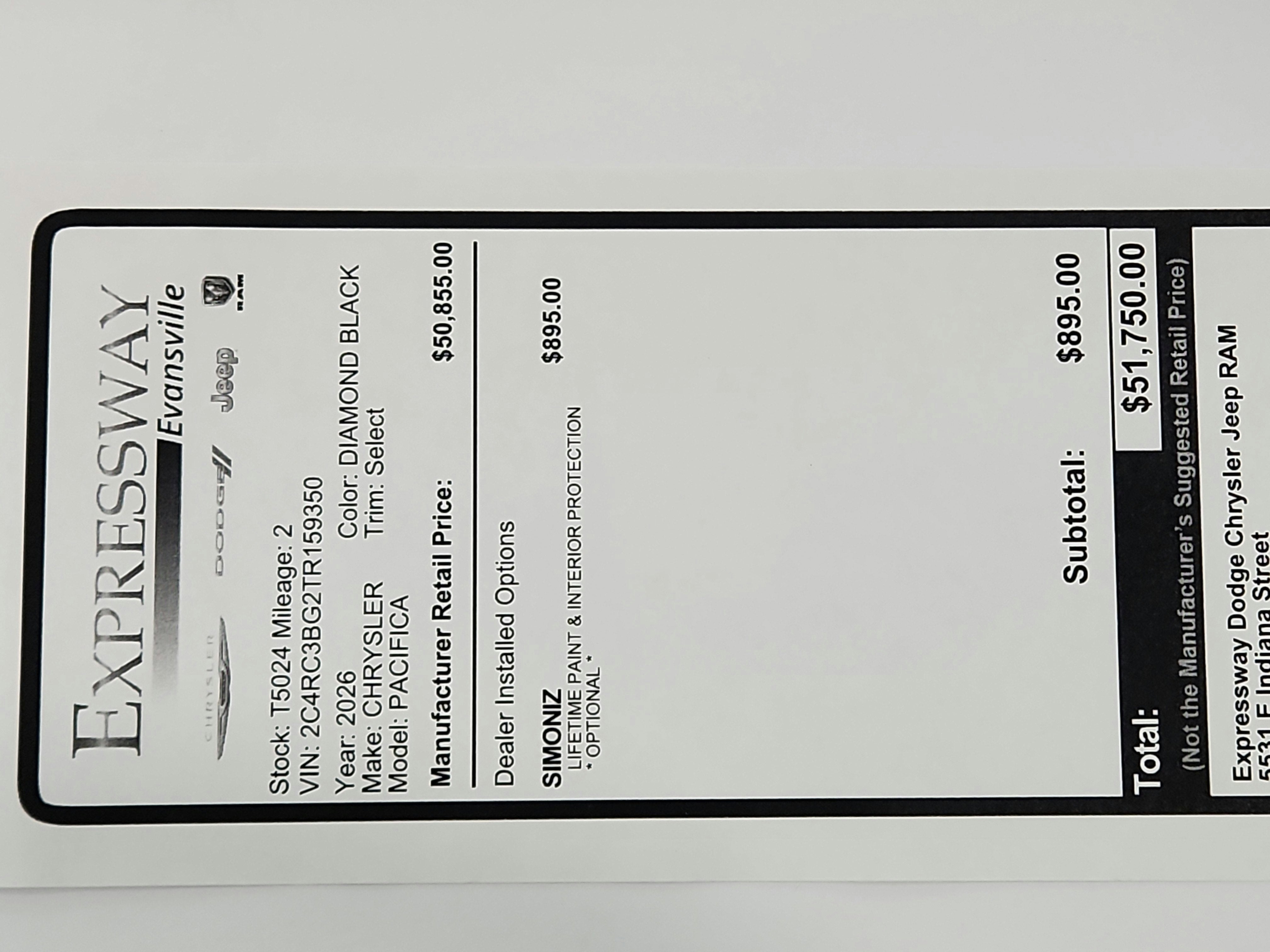 2026 Chrysler Pacifica Select