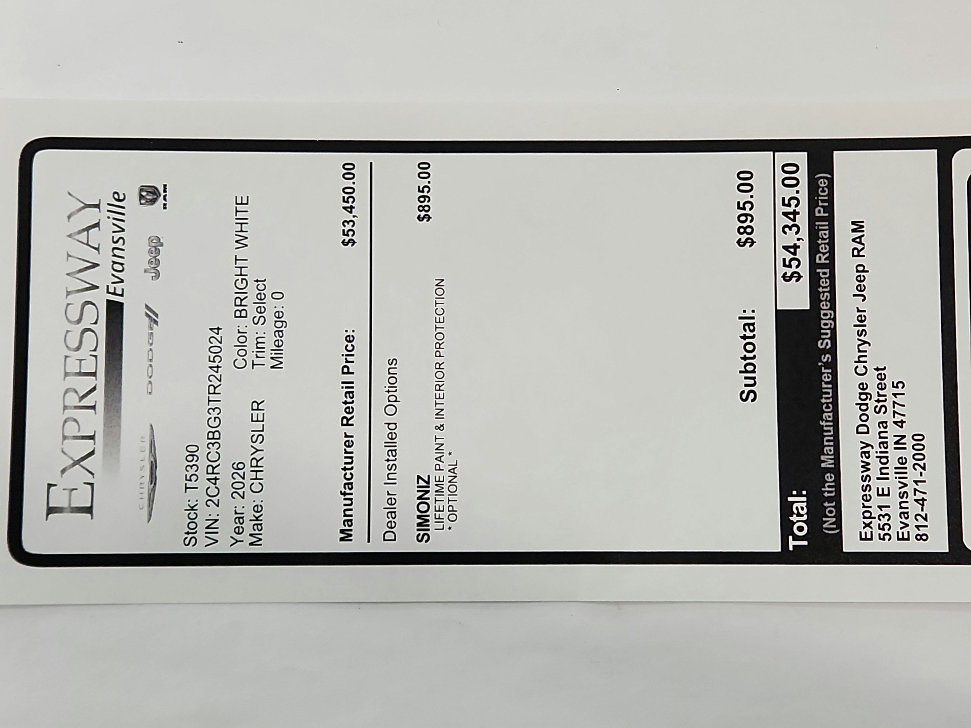 2026 Chrysler Pacifica Select