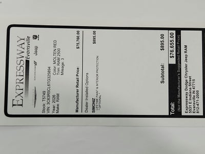 2026 RAM Ram 2500 RAM 2500 TRADESMAN CREW CAB 4X4 (149 IN WB 6 FT 4 IN BOX)