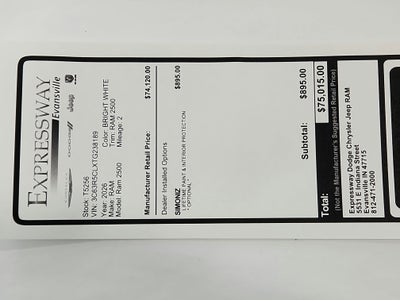 2026 RAM Ram 2500 RAM 2500 TRADESMAN CREW CAB 4X4 (149 IN WB 6 FT 4 IN BOX)