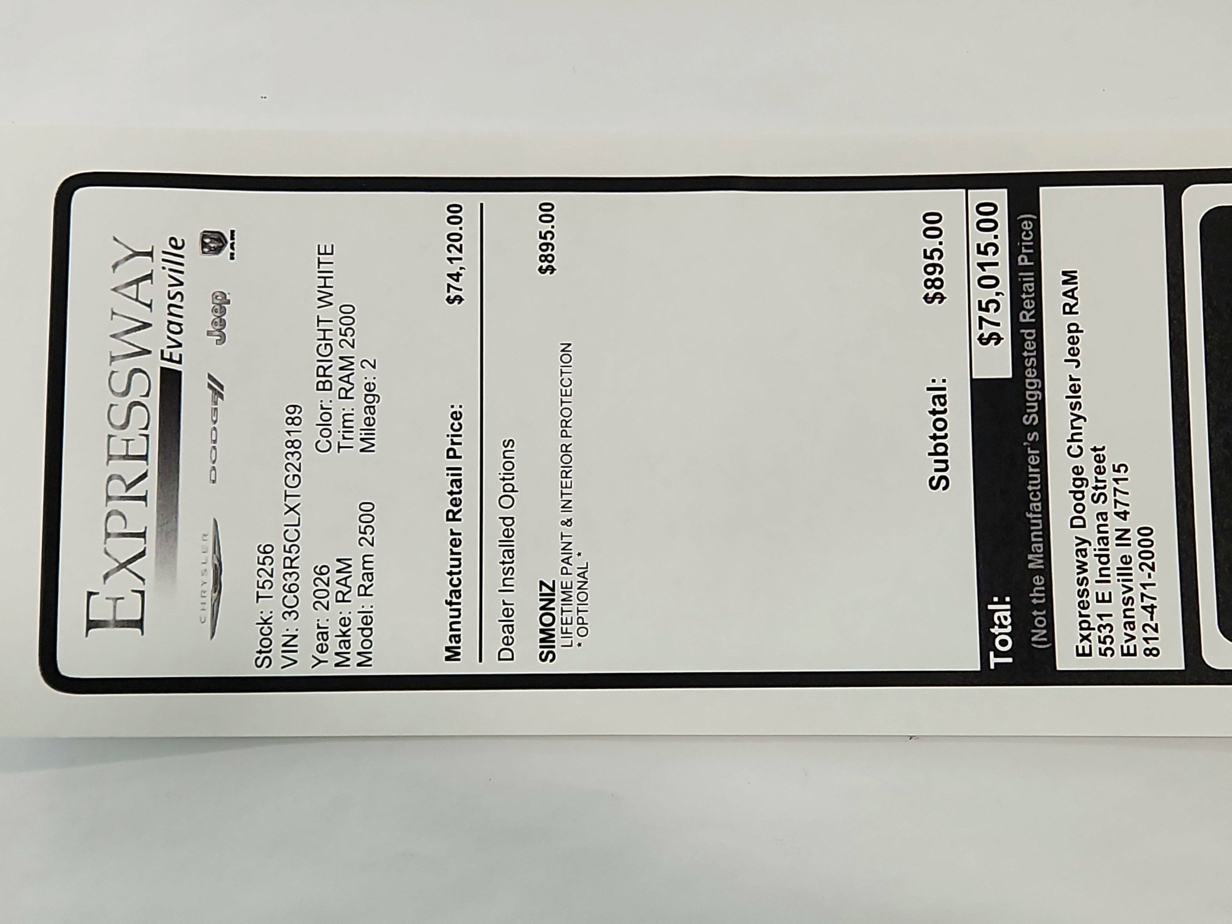 2026 RAM Ram 2500 RAM 2500 TRADESMAN CREW CAB 4X4 (149 IN WB 6 FT 4 IN BOX)