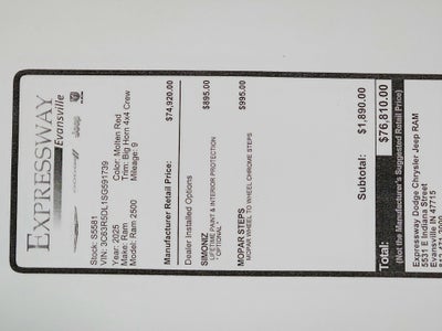 2025 RAM Ram 2500 RAM 2500 BIG HORN CREW CAB 4X4 (149 IN WB 6 FT 4 IN BOX)