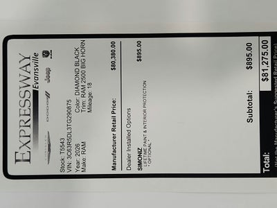 2026 RAM Ram 2500 RAM 2500 BIG HORN CREW CAB 4X4 (149 IN WB 6 FT 4 IN BOX)