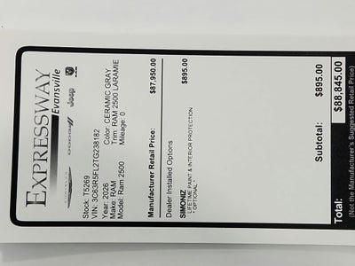 2026 RAM Ram 2500 RAM 2500 LARAMIE CREW CAB 4X4 (149 IN WB 6 FT 4 IN BOX)