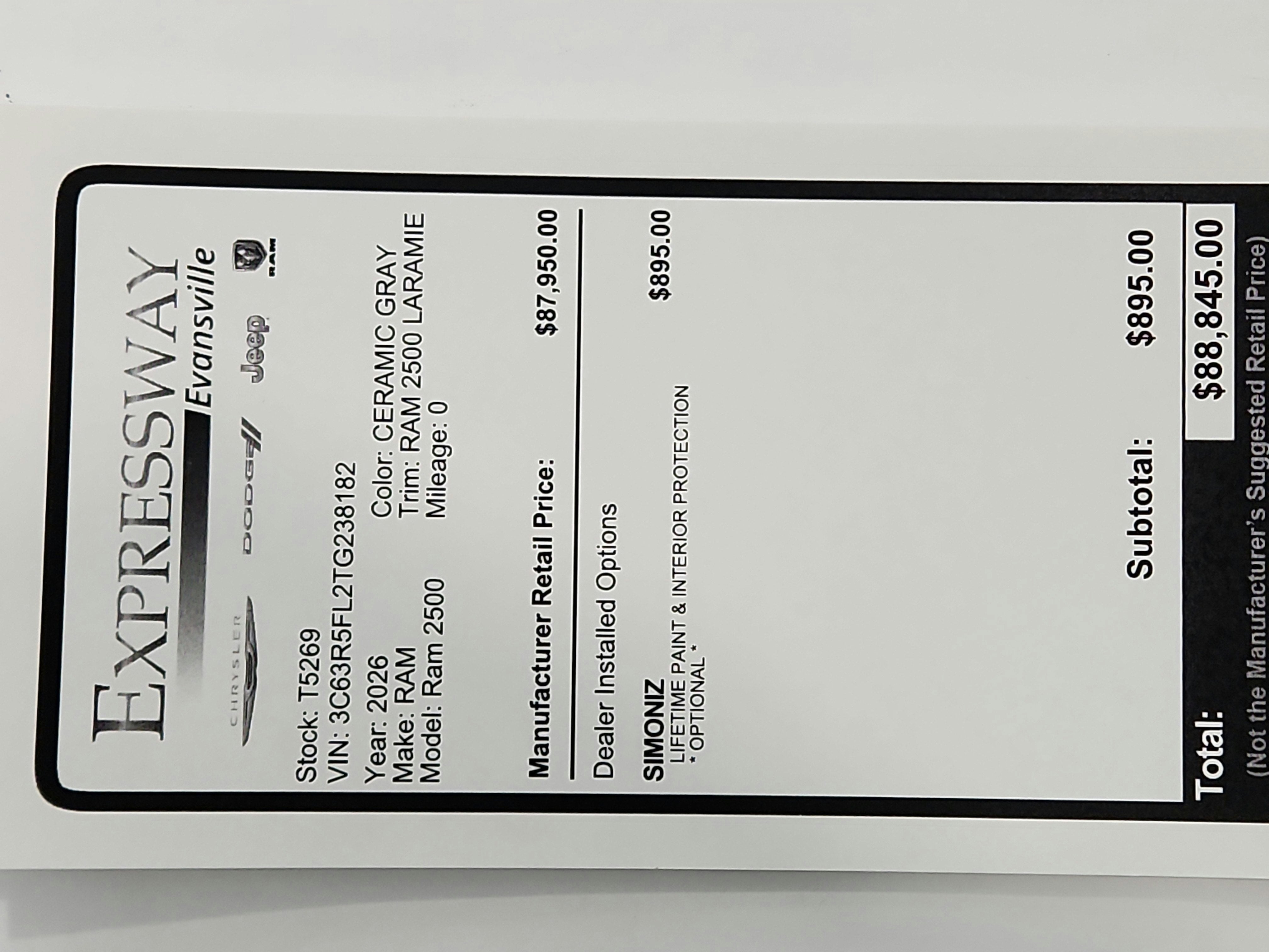 2026 RAM Ram 2500 RAM 2500 LARAMIE CREW CAB 4X4 (149 IN WB 6 FT 4 IN BOX)