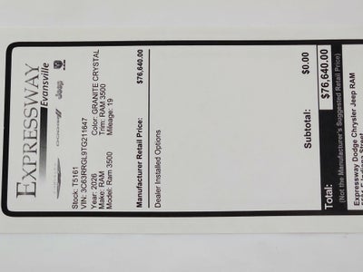 2026 RAM Ram 3500 RAM 3500 TRADESMAN CREW CAB 4X4 (169 IN WB 8 FT 0 IN BOX)