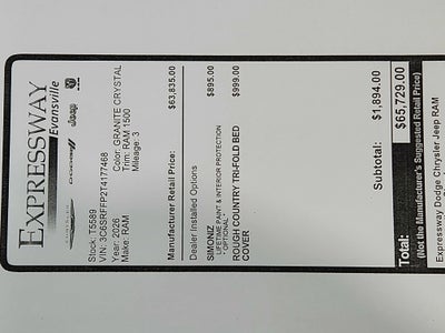2026 RAM Ram 1500 RAM 1500 BIGHORN/LONESTAR CREW 4X4 (144.5 IN WB 5 FT 7 IN BOX)