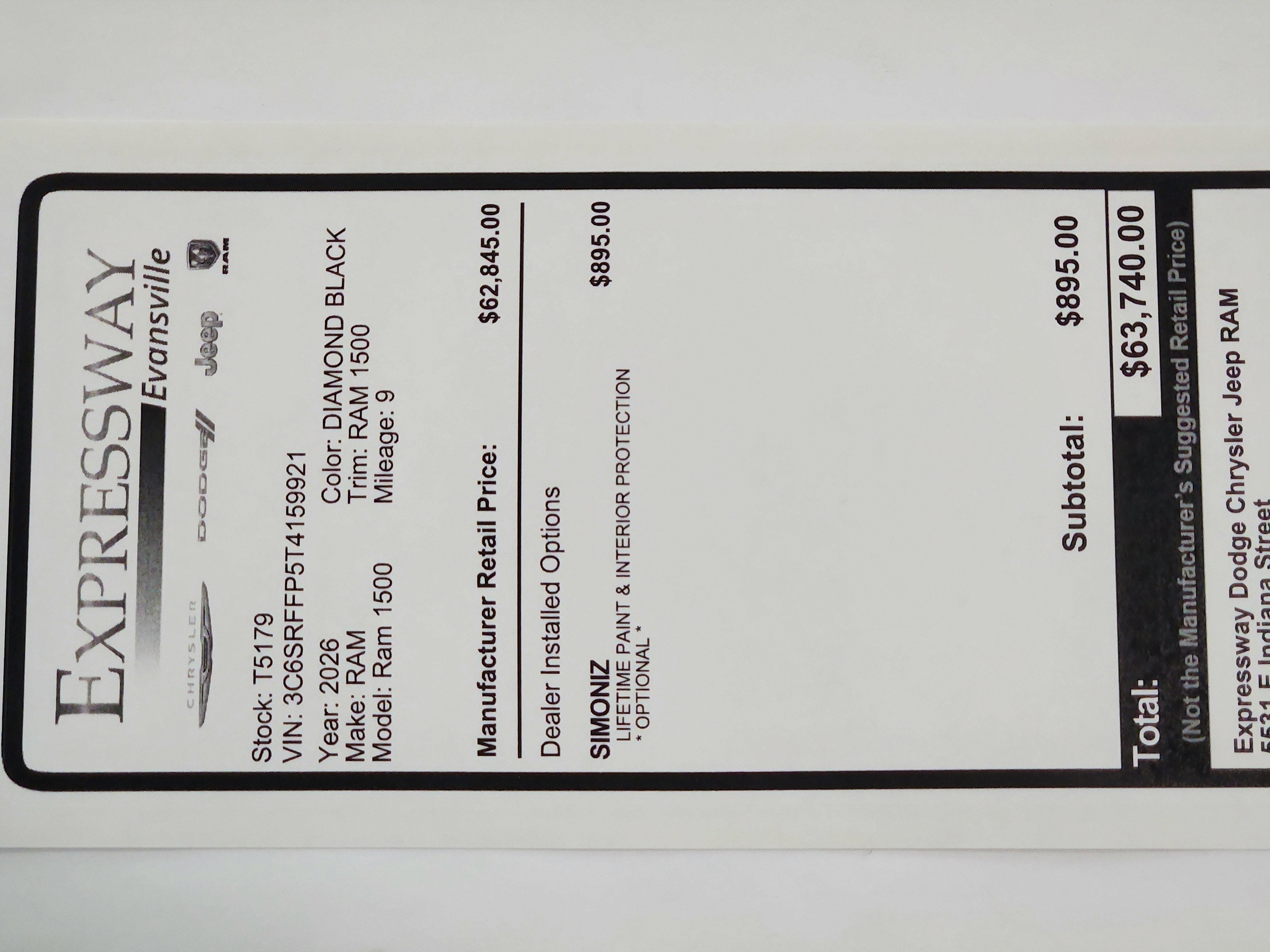 2026 RAM Ram 1500 RAM 1500 BIGHORN/LONESTAR CREW 4X4 (144.5 IN WB 5 FT 7 IN BOX)