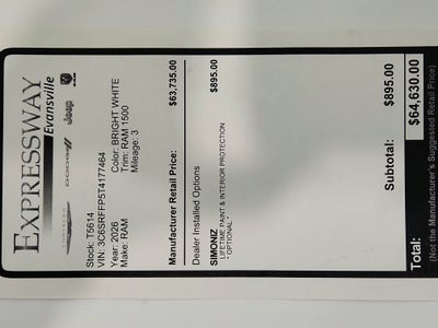 2026 RAM Ram 1500 RAM 1500 BIGHORN/LONESTAR CREW 4X4 (144.5 IN WB 5 FT 7 IN BOX)