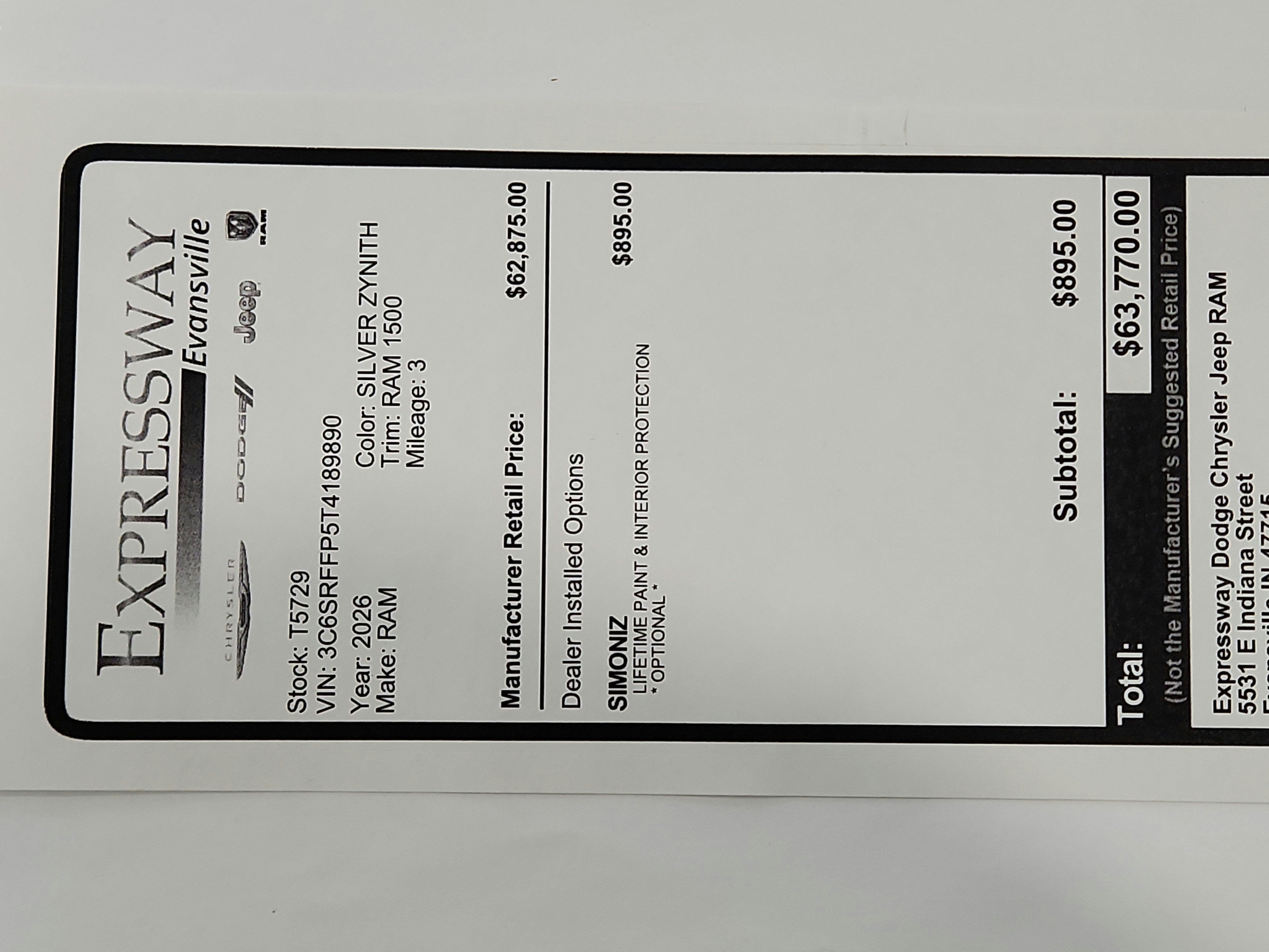 2026 RAM Ram 1500 RAM 1500 BIGHORN/LONESTAR CREW 4X4 (144.5 IN WB 5 FT 7 IN BOX)