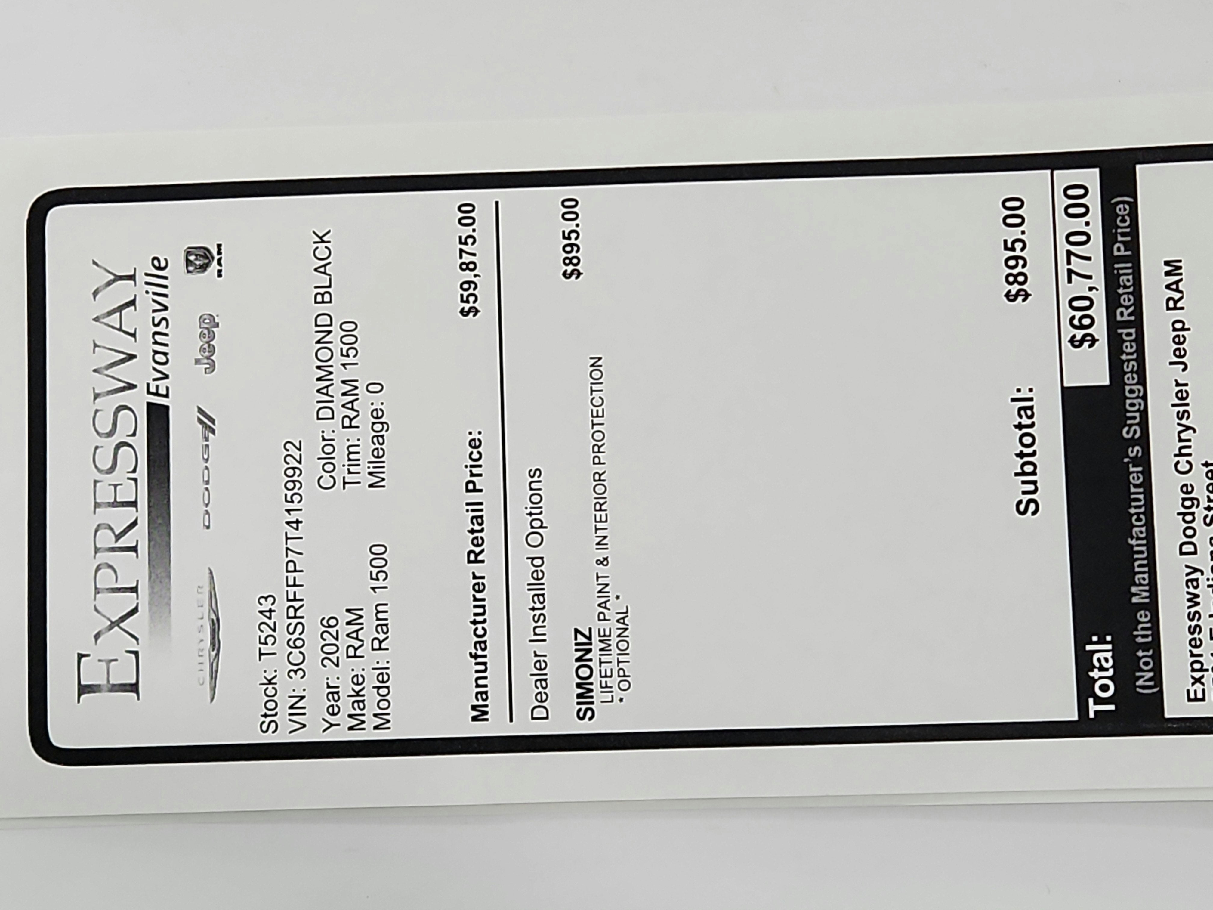 2026 RAM Ram 1500 RAM 1500 BIGHORN/LONESTAR CREW 4X4 (144.5 IN WB 5 FT 7 IN BOX)