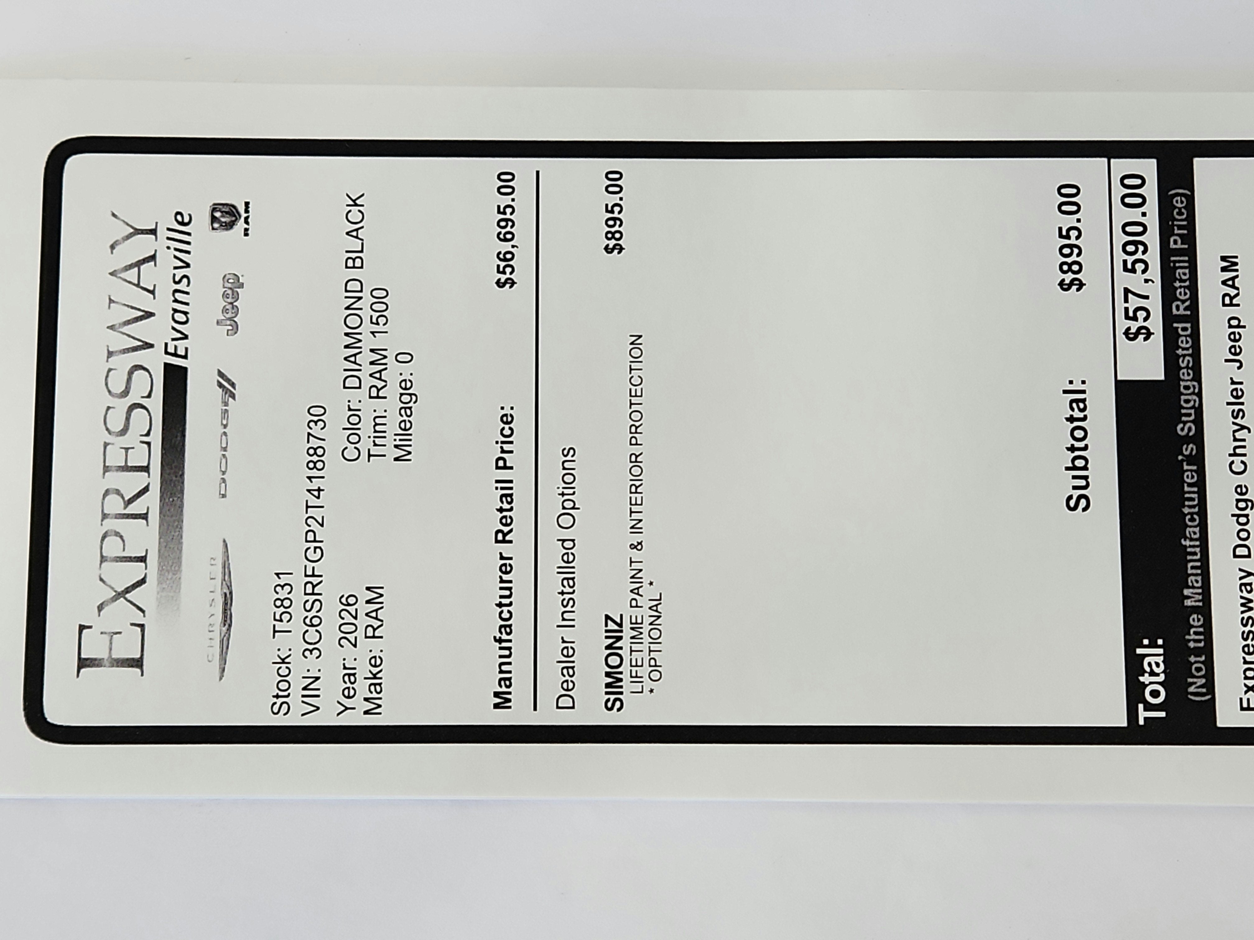 2026 RAM Ram 1500 Express 4x4 Crew Cab 5'7" Box