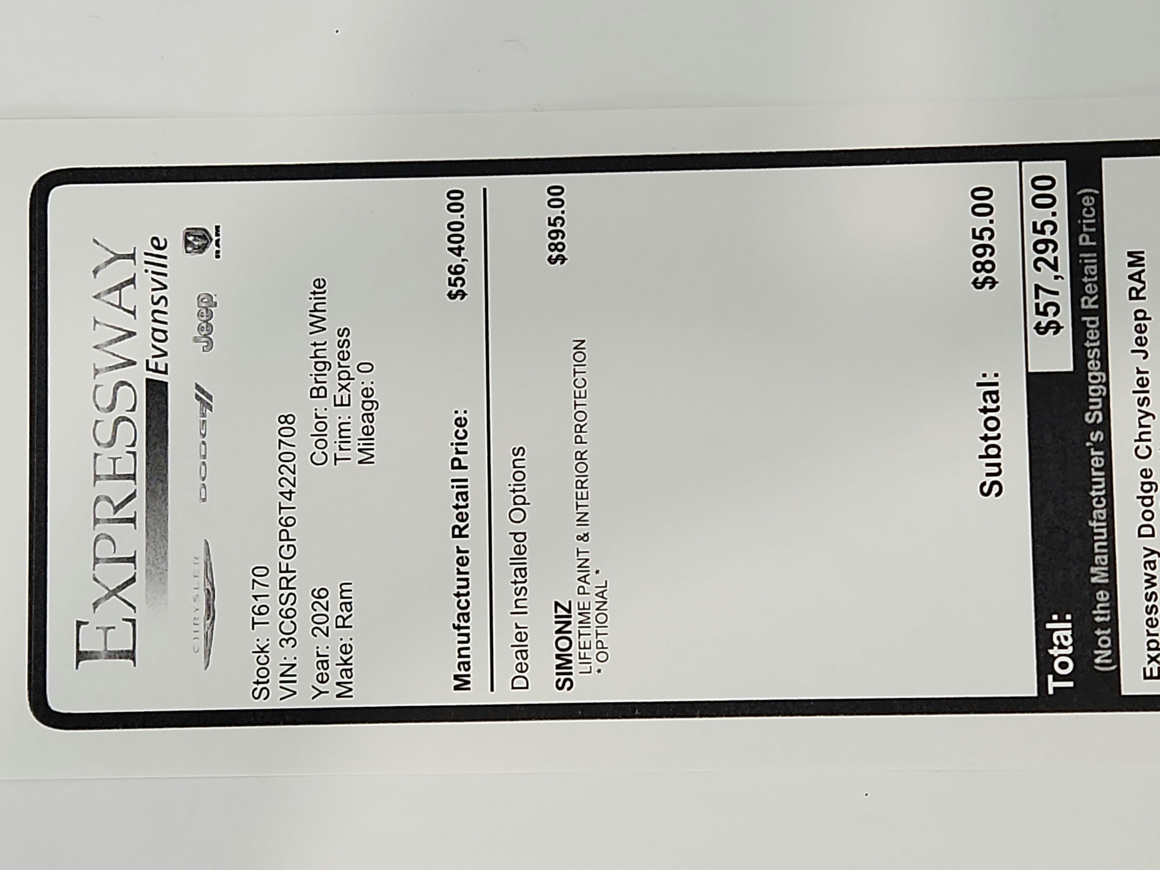 2026 RAM Ram 1500 Express 4x4 Crew Cab 5'7" Box