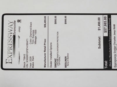 2026 RAM Ram 1500 Express 4x4 Crew Cab 5'7" Box