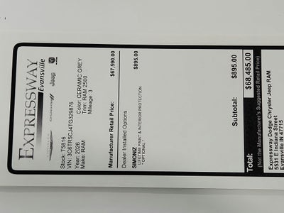 2026 RAM Ram 2500 RAM 2500 TRADESMAN CREW CAB 4X4 (149 IN WB 6 FT 4 IN BOX)