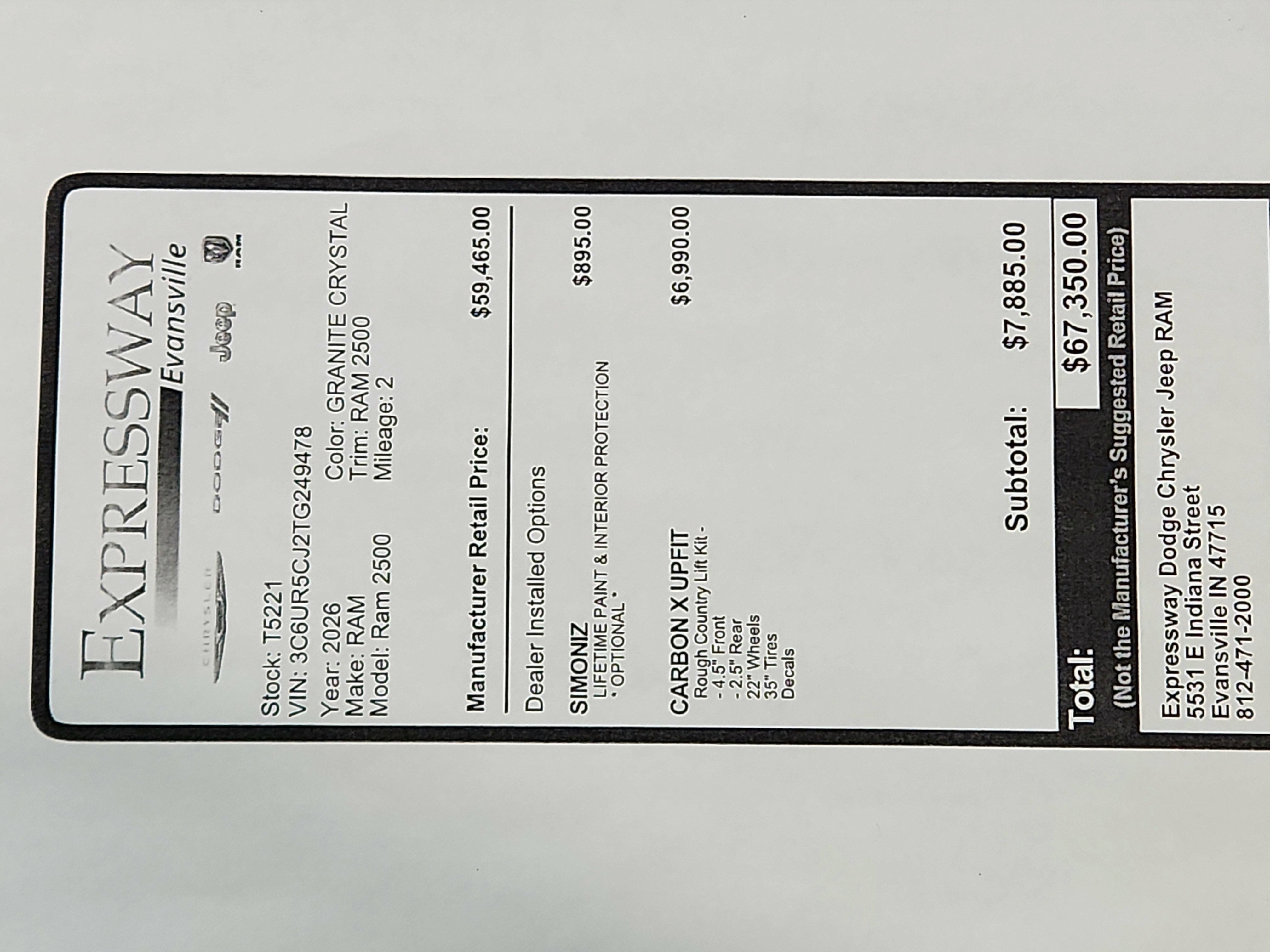 2026 RAM Ram 2500 RAM 2500 TRADESMAN CREW CAB 4X4 (149 IN WB 6 FT 4 IN BOX)