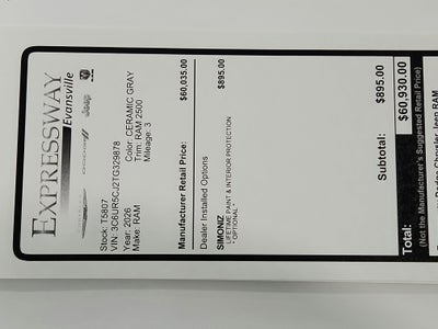 2026 RAM Ram 2500 RAM 2500 TRADESMAN CREW CAB 4X4 (149 IN WB 6 FT 4 IN BOX)