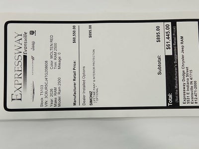 2026 RAM Ram 2500 RAM 2500 TRADESMAN CREW CAB 4X4 (149 IN WB 6 FT 4 IN BOX)