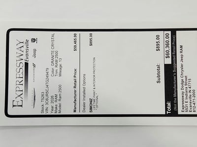 2026 RAM Ram 2500 RAM 2500 TRADESMAN CREW CAB 4X4 (149 IN WB 6 FT 4 IN BOX)