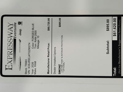 2026 RAM Ram 2500 RAM 2500 TRADESMAN CREW CAB 4X4 (149 IN WB 6 FT 4 IN BOX)