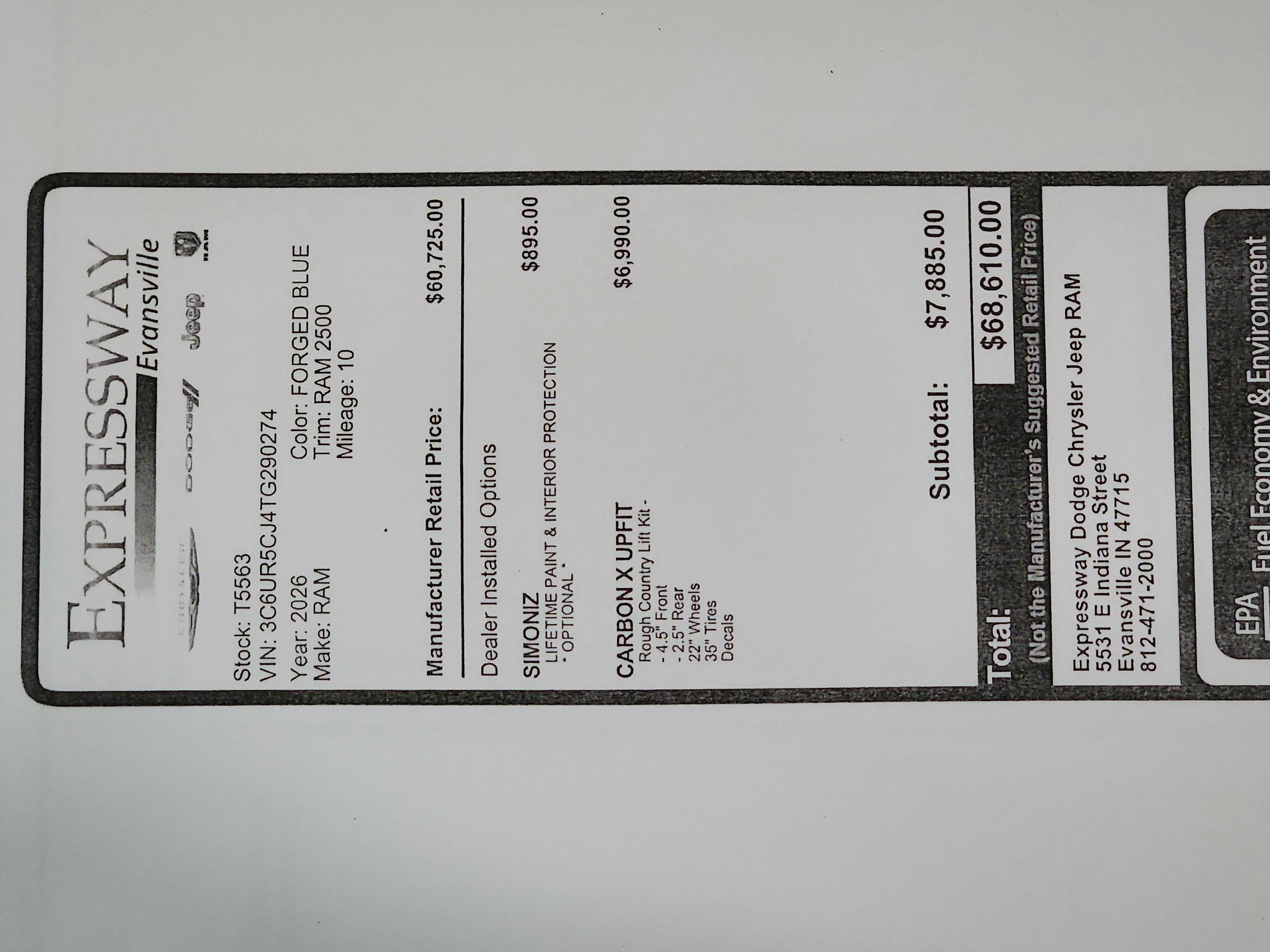 2026 RAM Ram 2500 RAM 2500 TRADESMAN CREW CAB 4X4 (149 IN WB 6 FT 4 IN BOX)