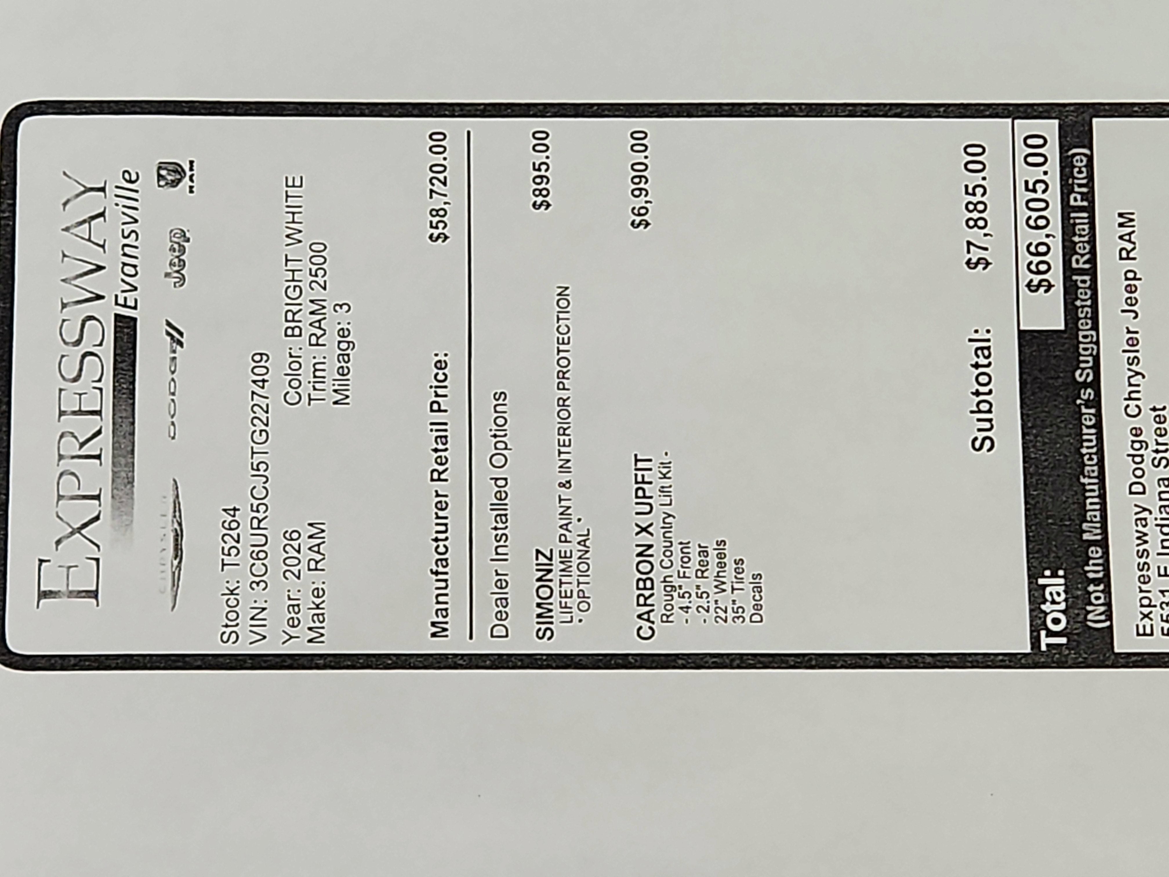 2026 RAM Ram 2500 RAM 2500 TRADESMAN CREW CAB 4X4 (149 IN WB 6 FT 4 IN BOX)