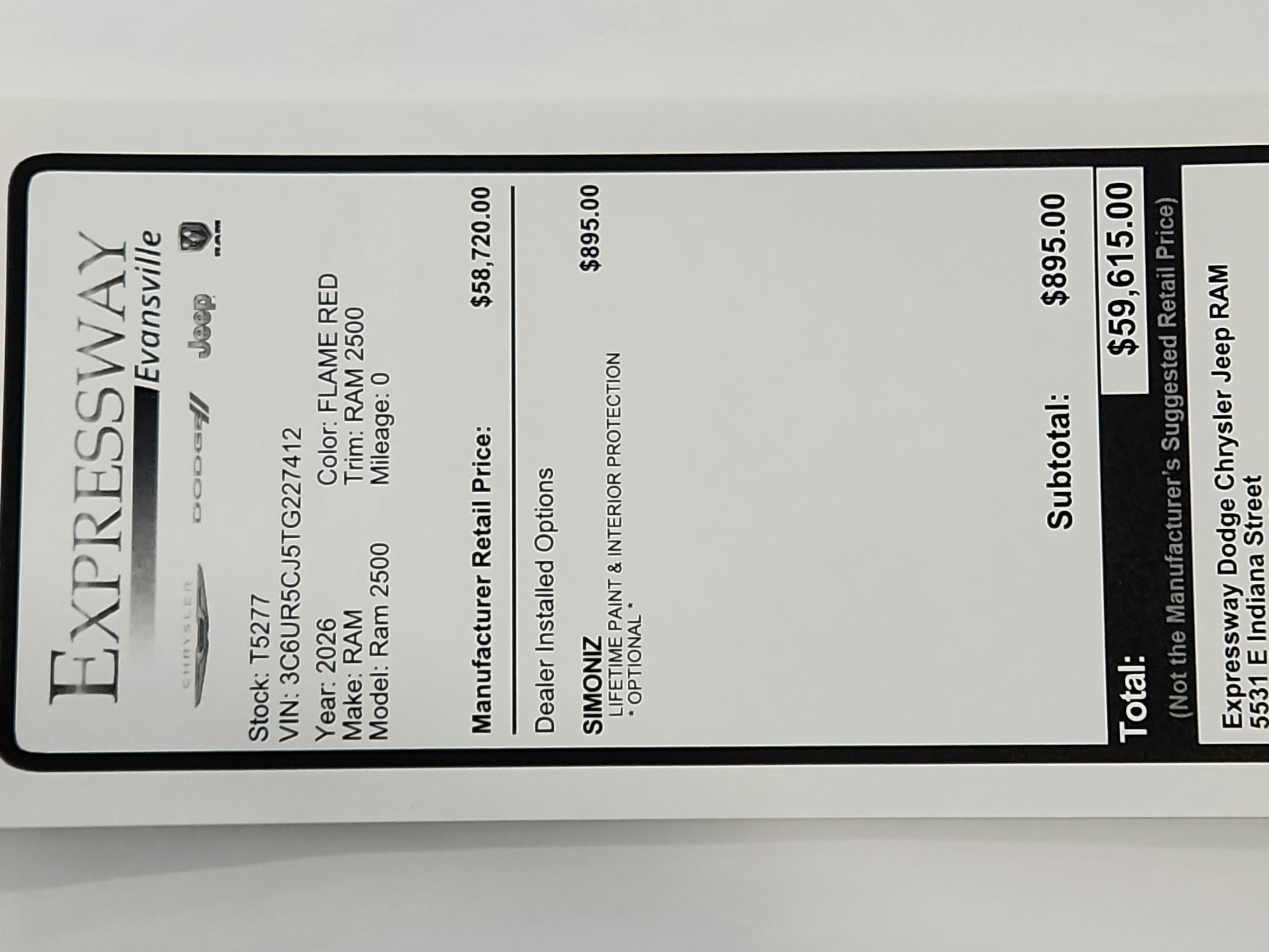 2026 RAM Ram 2500 RAM 2500 TRADESMAN CREW CAB 4X4 (149 IN WB 6 FT 4 IN BOX)