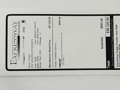 2026 RAM Ram 2500 RAM 2500 TRADESMAN CREW CAB 4X4 (149 IN WB 6 FT 4 IN BOX)