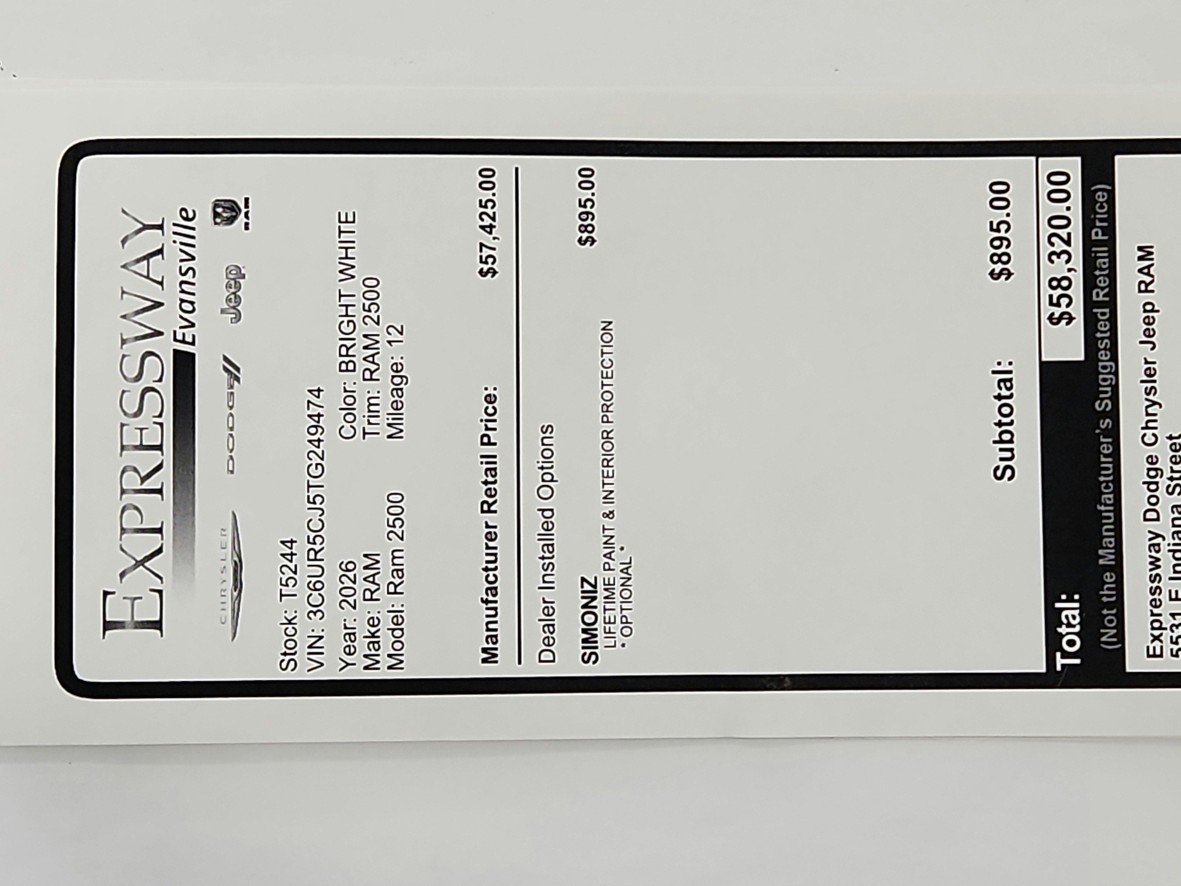 2026 RAM Ram 2500 RAM 2500 TRADESMAN CREW CAB 4X4 (149 IN WB 6 FT 4 IN BOX)