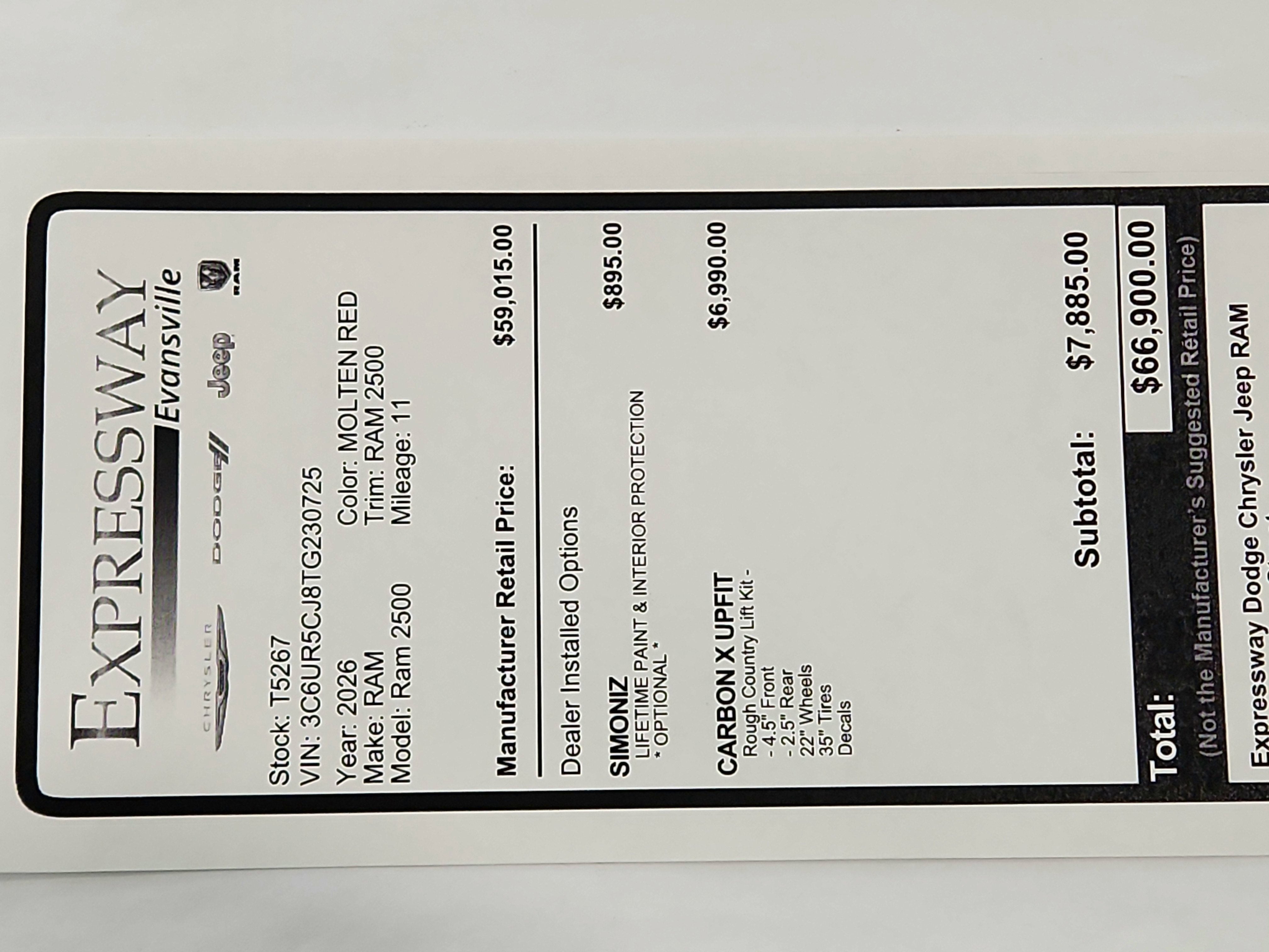 2026 RAM Ram 2500 RAM 2500 TRADESMAN CREW CAB 4X4 (149 IN WB 6 FT 4 IN BOX)