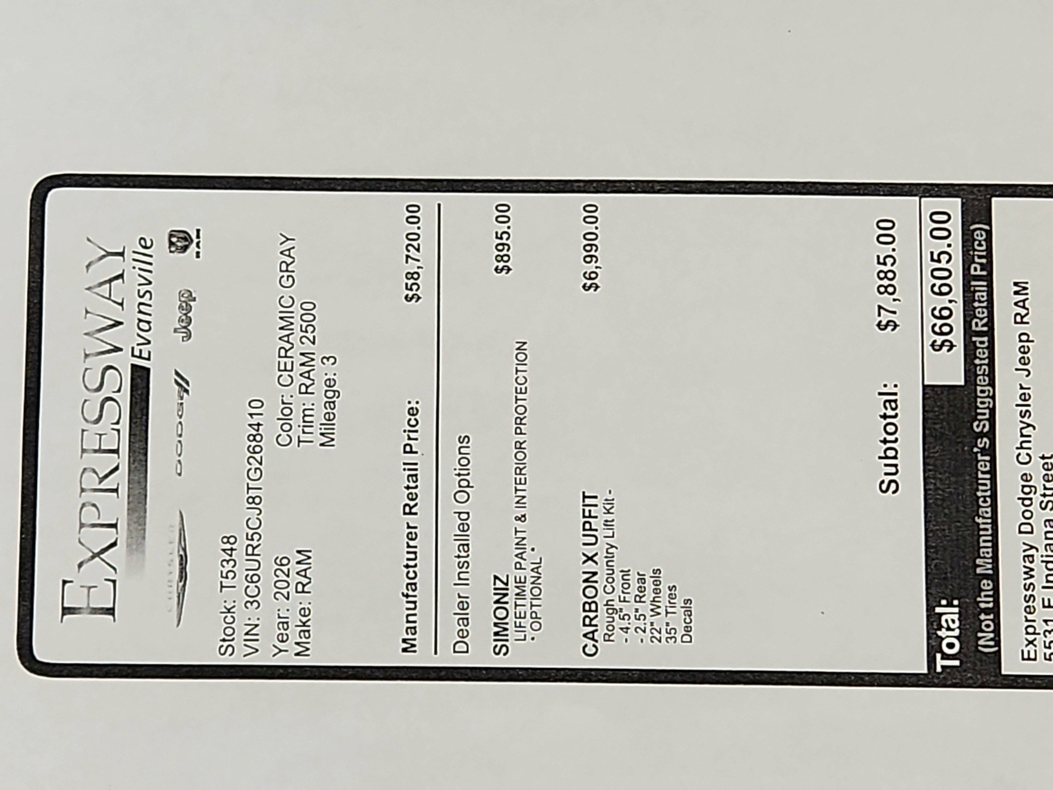 2026 RAM Ram 2500 RAM 2500 TRADESMAN CREW CAB 4X4 (149 IN WB 6 FT 4 IN BOX)