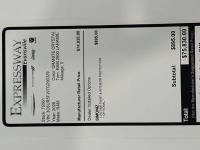 2026 RAM Ram 2500 RAM 2500 LARAMIE CREW CAB 4X4 (149 IN WB 6 FT 4 IN BOX)