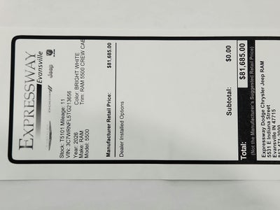 2026 RAM Ram 5500 Chassis Cab RAM 5500 CREW CAB CHASSIS 4X4 (197.4 IN WB - CA OF 84 IN)