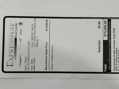 2026 RAM Ram 3500 Chassis Cab RAM 3500 CREW CAB CHASSIS 4X4 (172.4 IN WB - CA OF 60 IN)